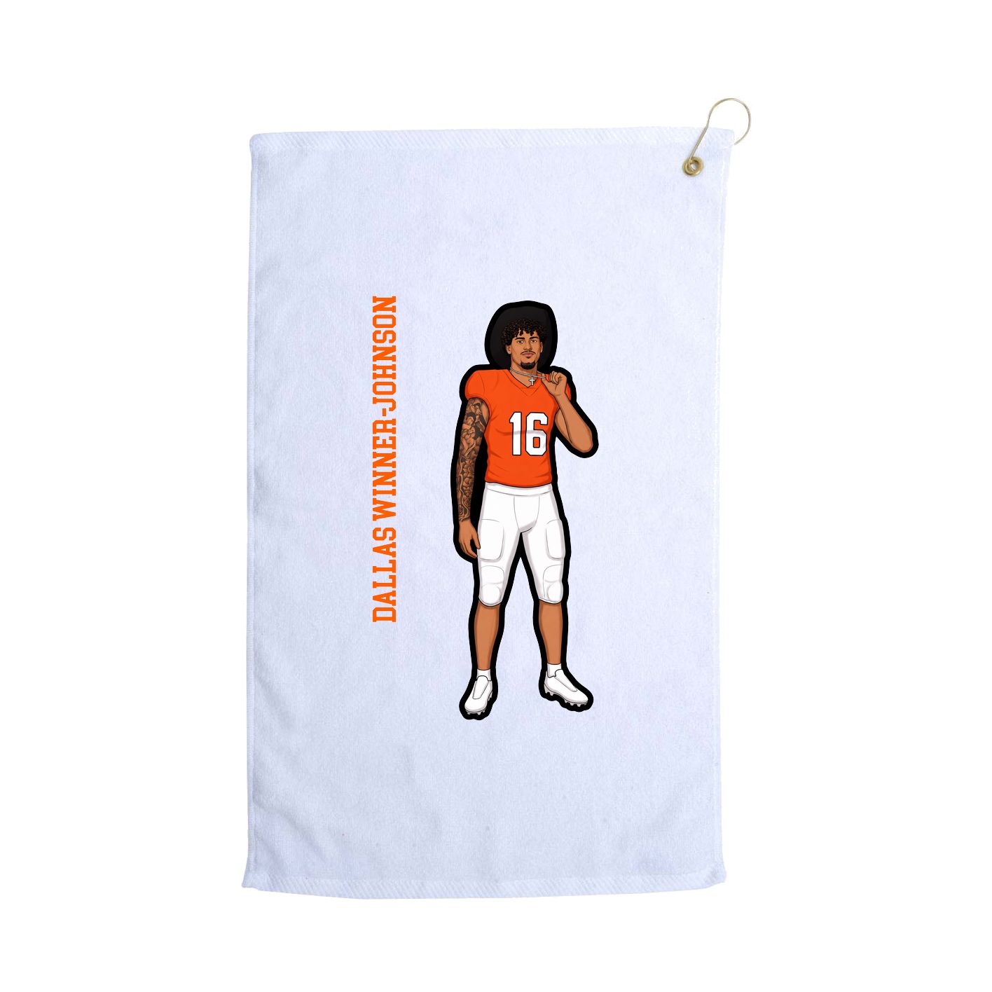 Golf Towel — Name Vertical in White