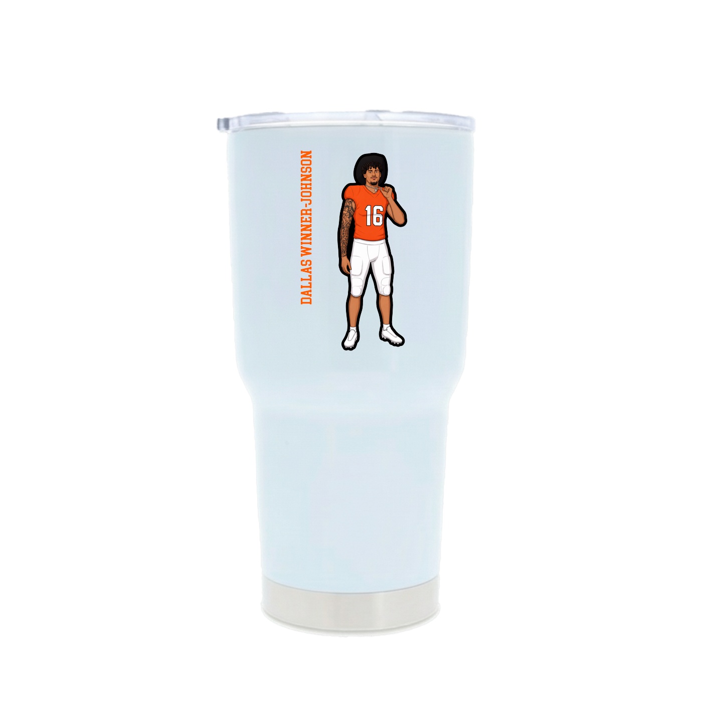 30oz Stainless Steel Tumbler — Name Vertical in White