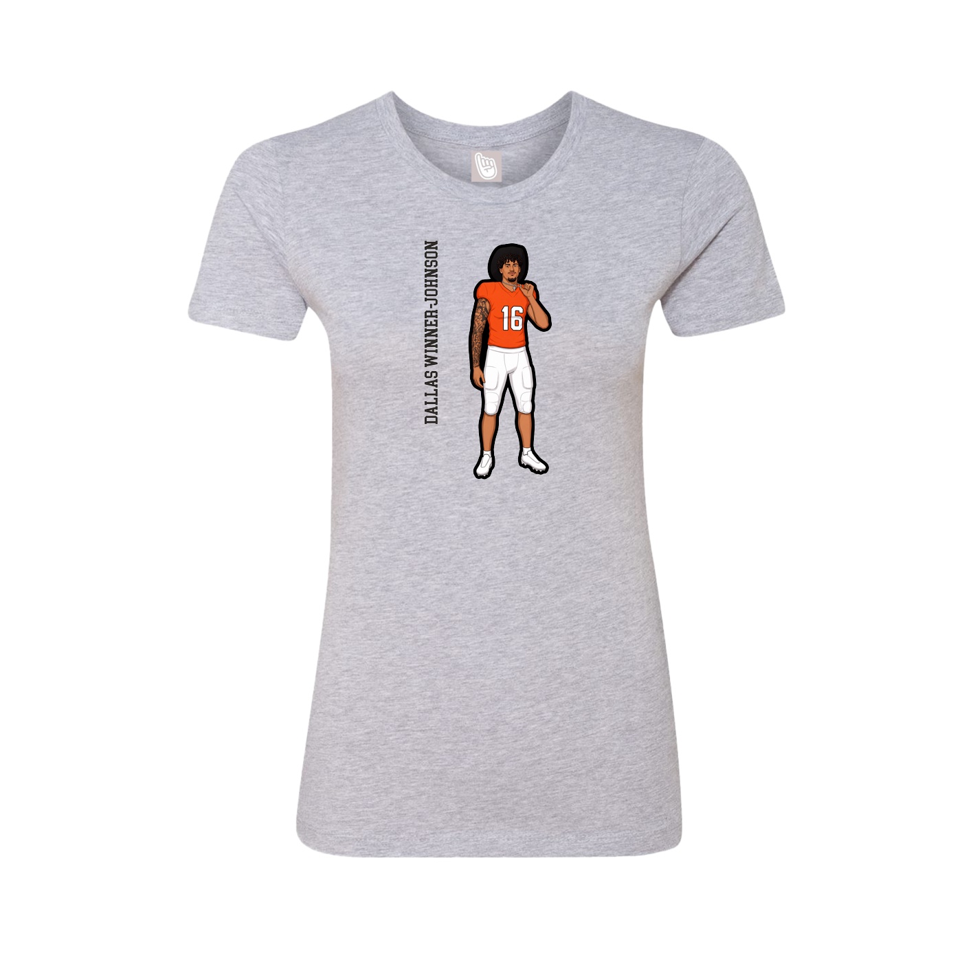 Fitted Women's Tee — Name Vertical in Grey