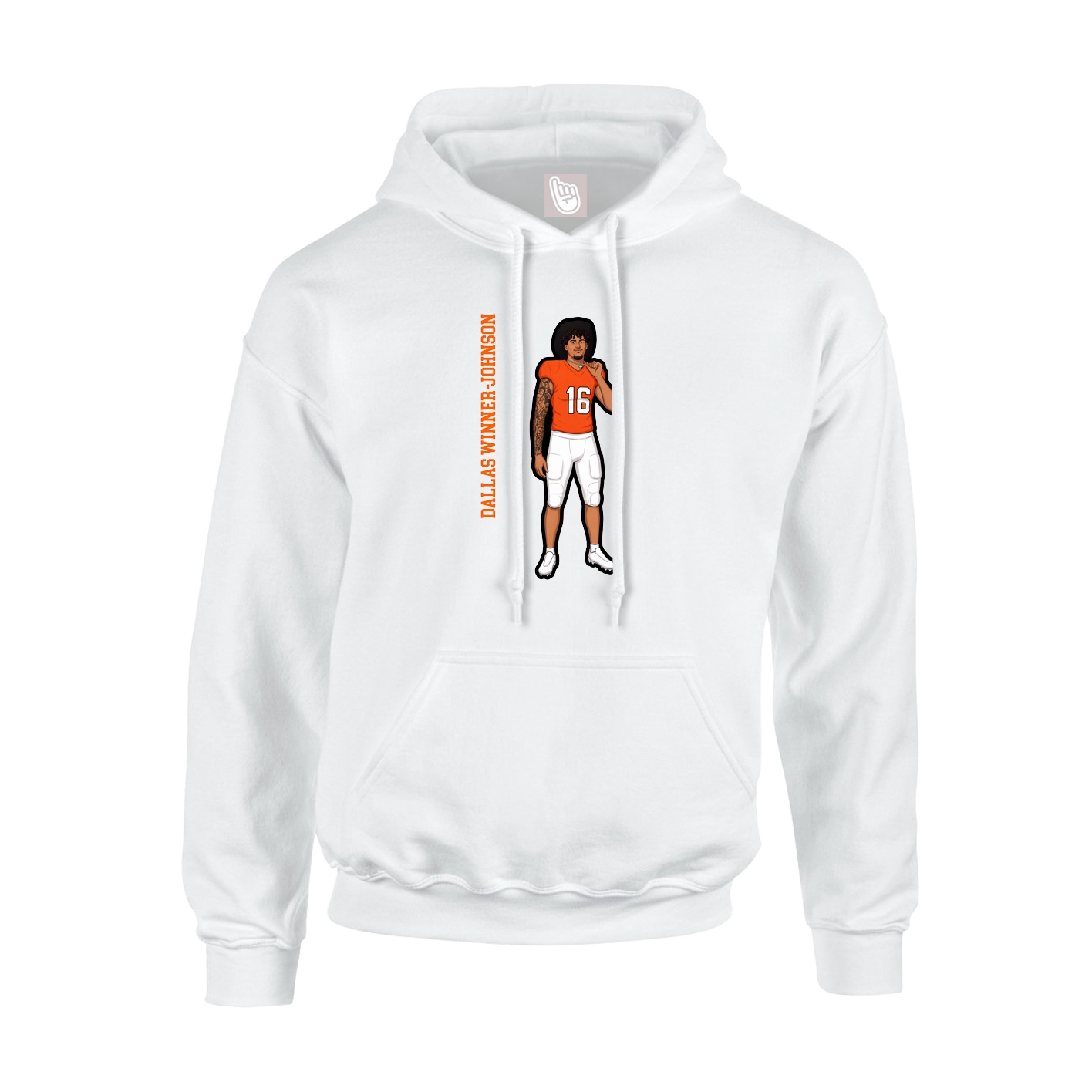 Hoodie — Name Vertical in White