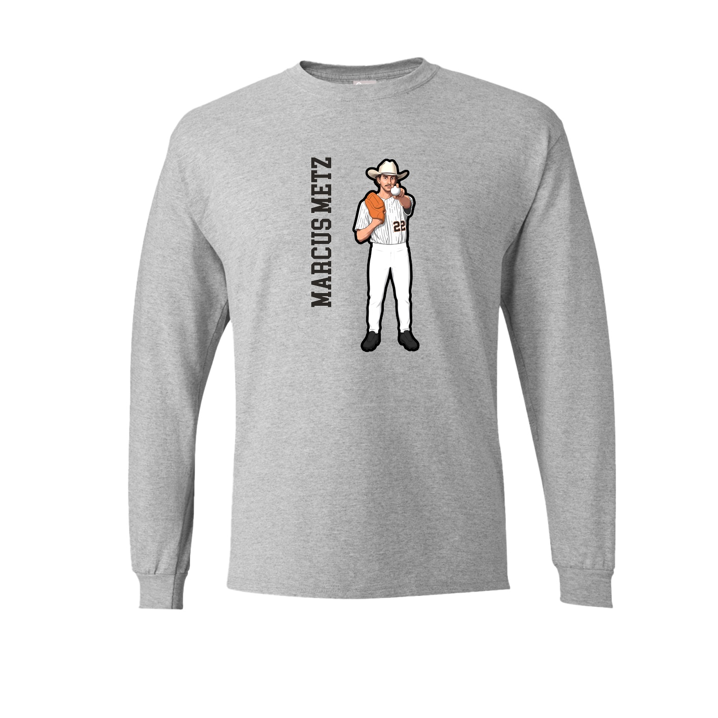 Long Sleeve Tee — Name Vertical in Grey