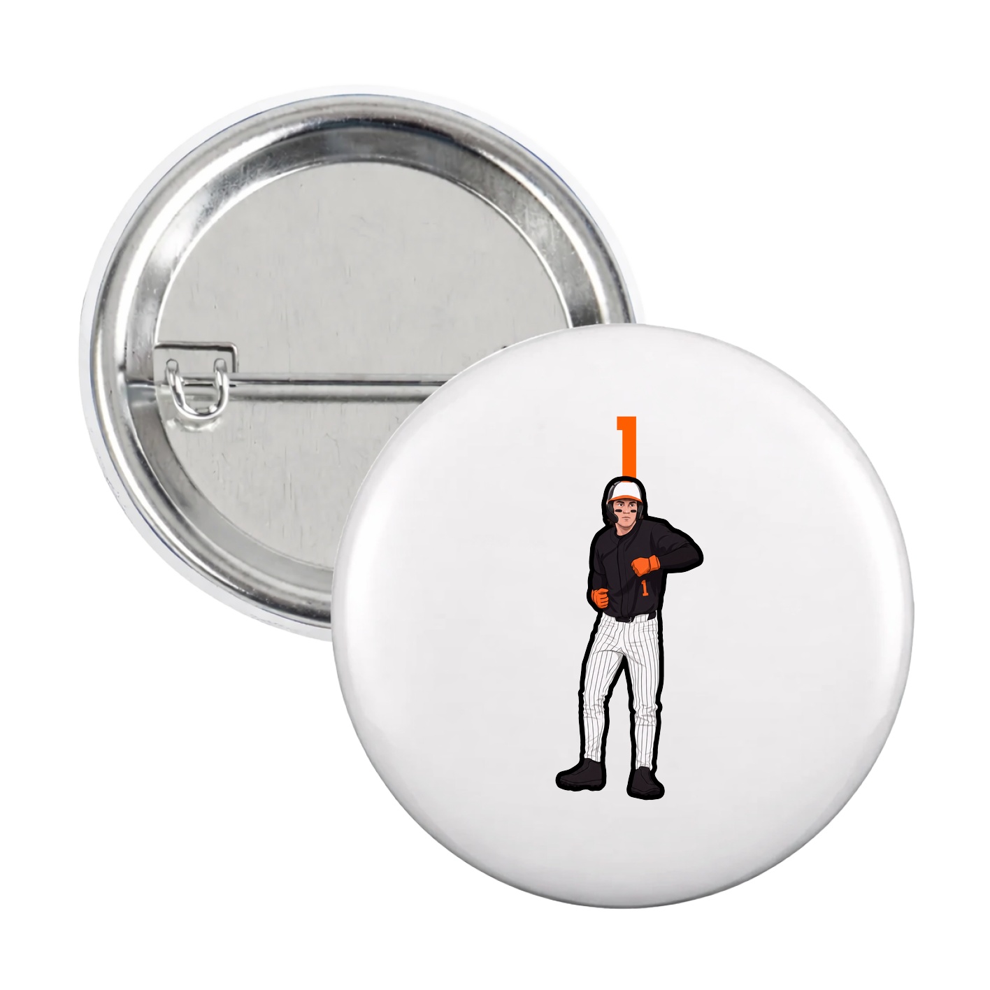Game Day Button — Number Top in White
