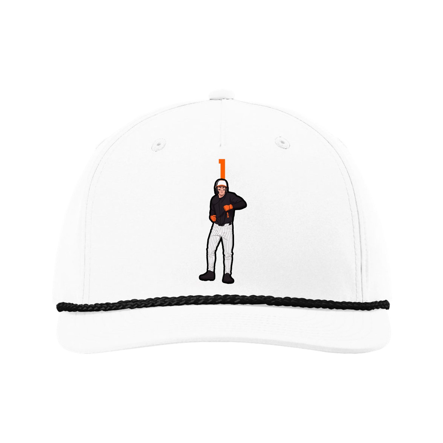 Five-Panel Classic Rope Cap — Number Top in White