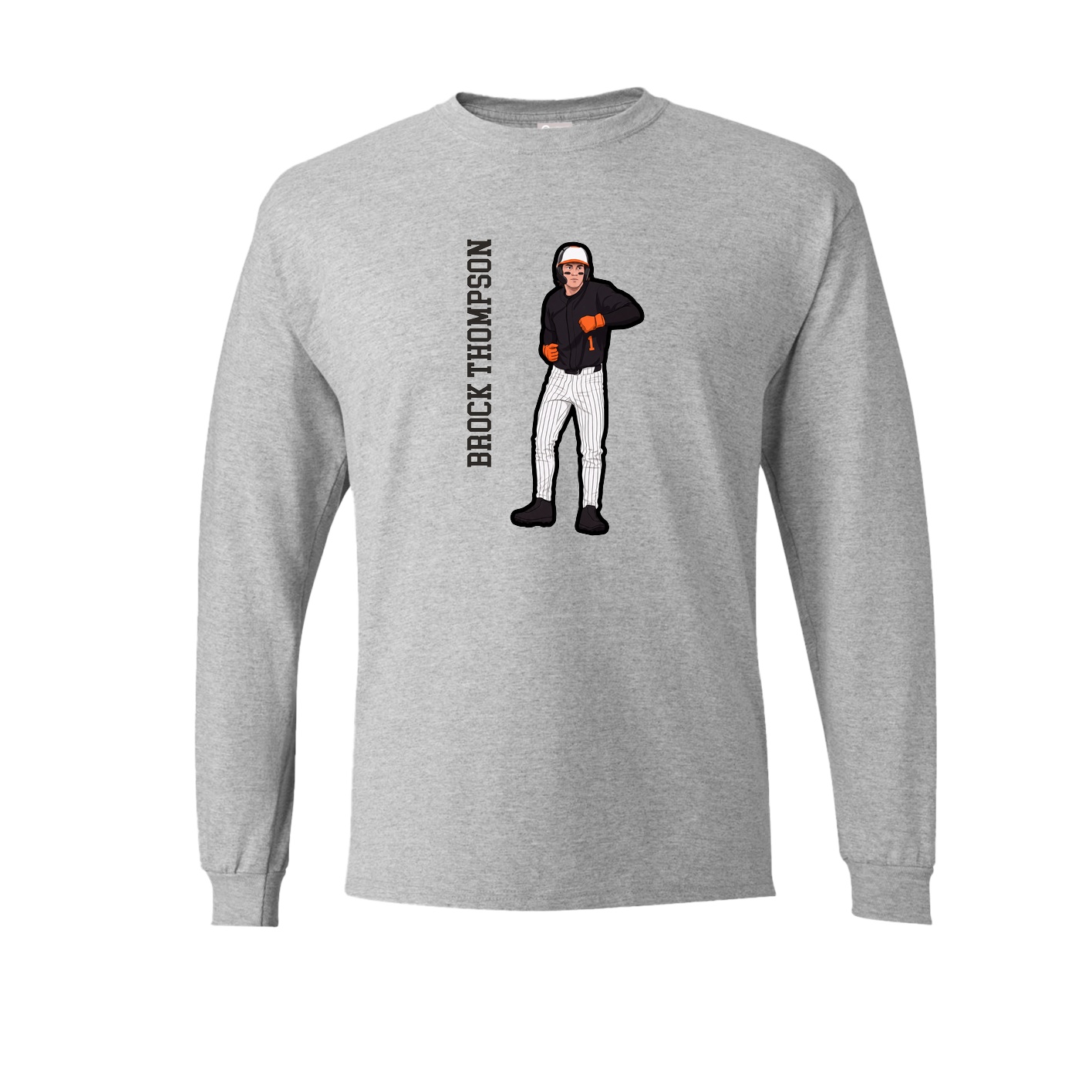 Long Sleeve Tee — Name Vertical in Grey