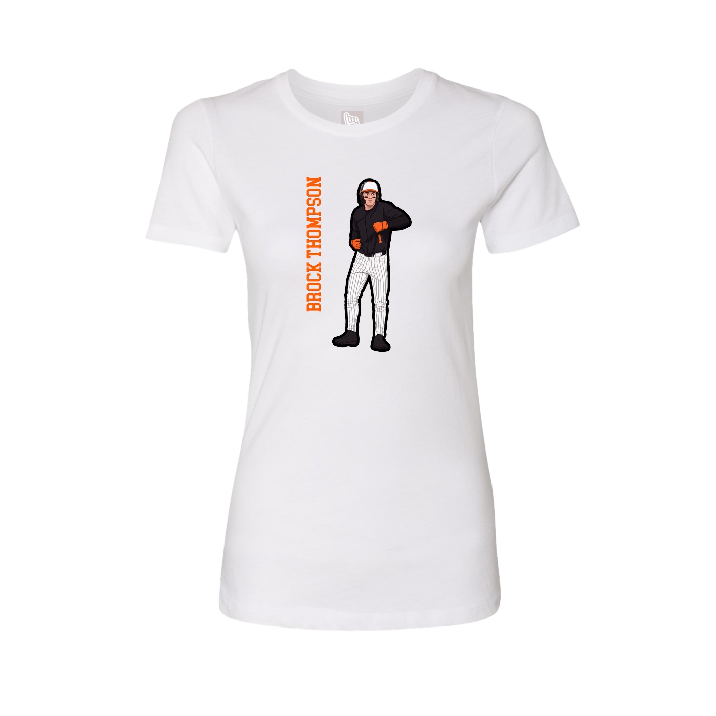 Fitted Women's Tee — Name Vertical in White