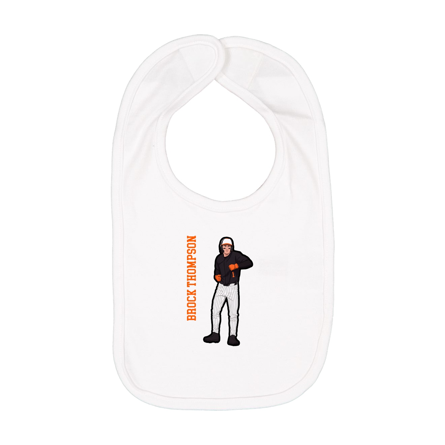 Infant Bib — Name Vertical in White