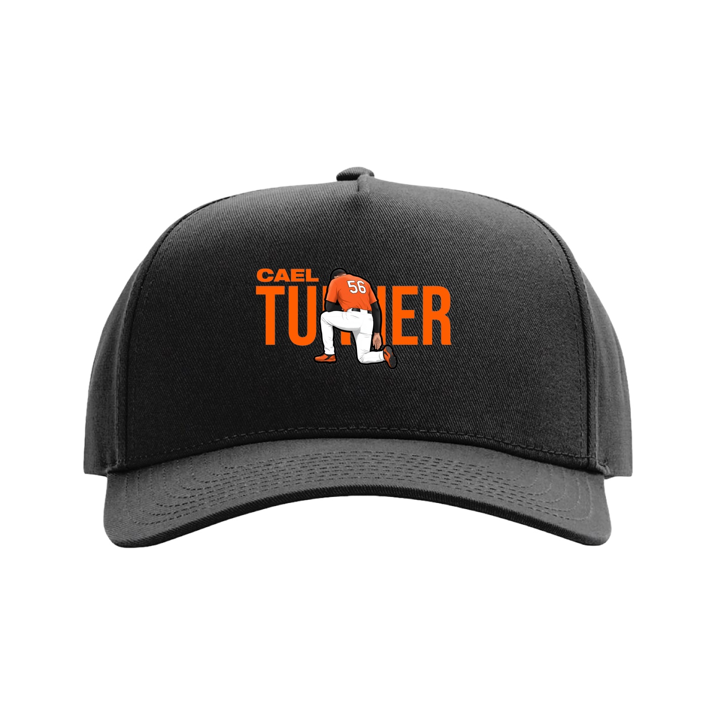 Full Fabric Five-Panel Champ Cap — Player Name in Black