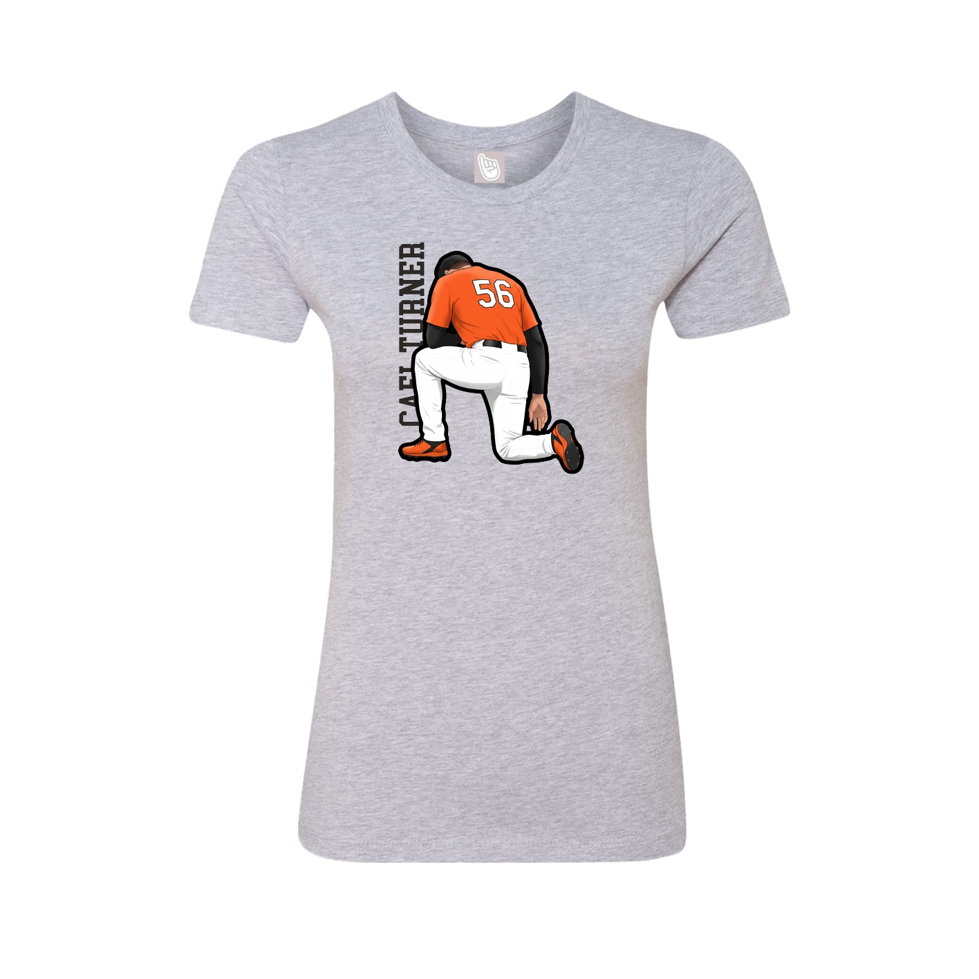 Fitted Women's Tee — Name Vertical in Grey