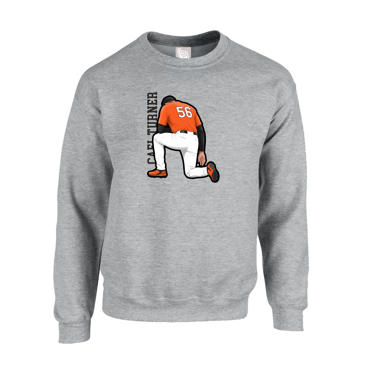 Fleece Crew — Name Vertical in Grey