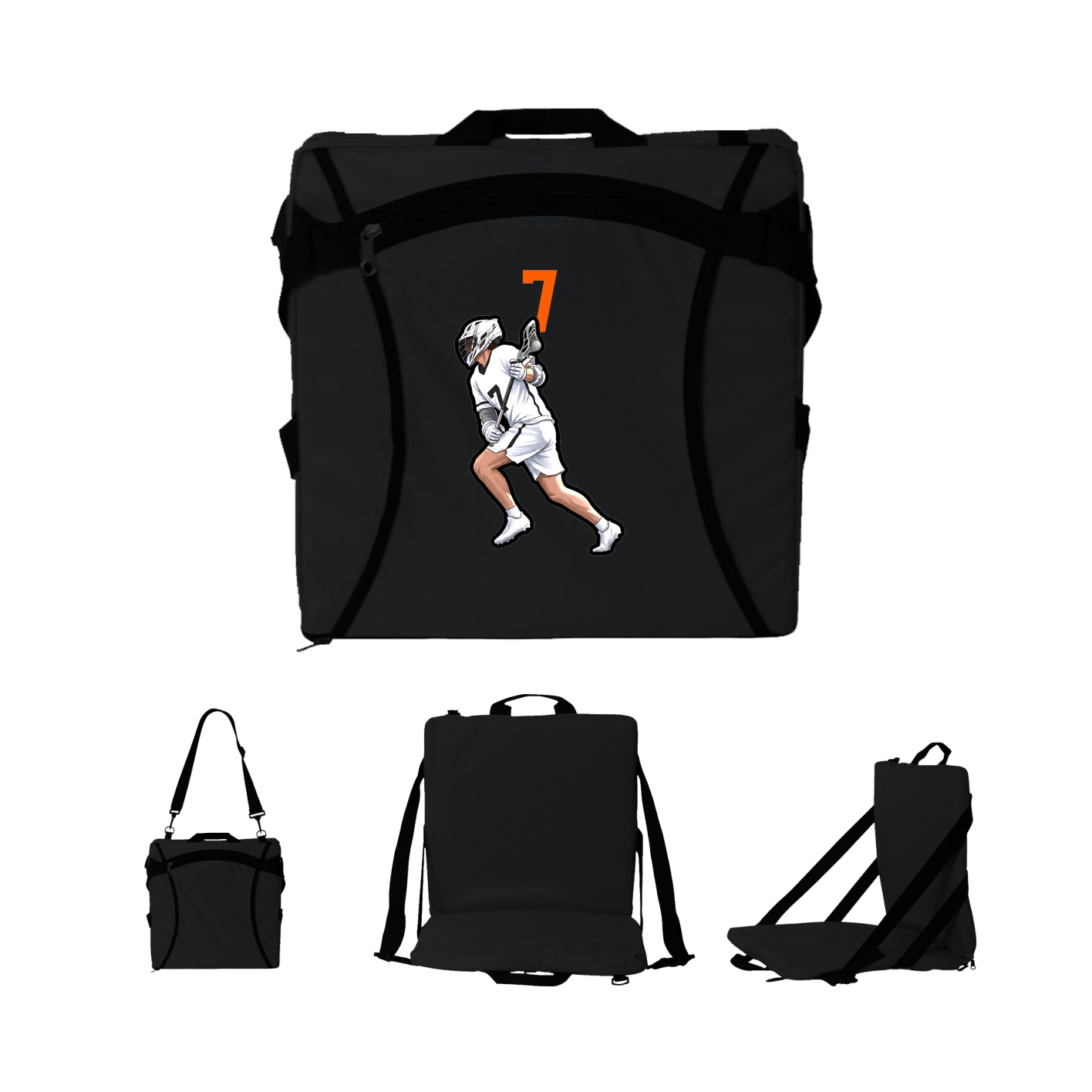 Folding Stadium Seat — Number Top in Black
