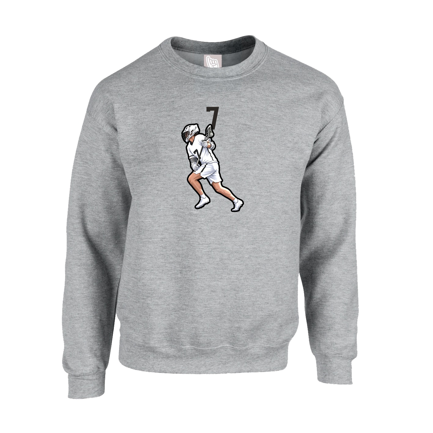 Fleece Crew — Number Top in Grey