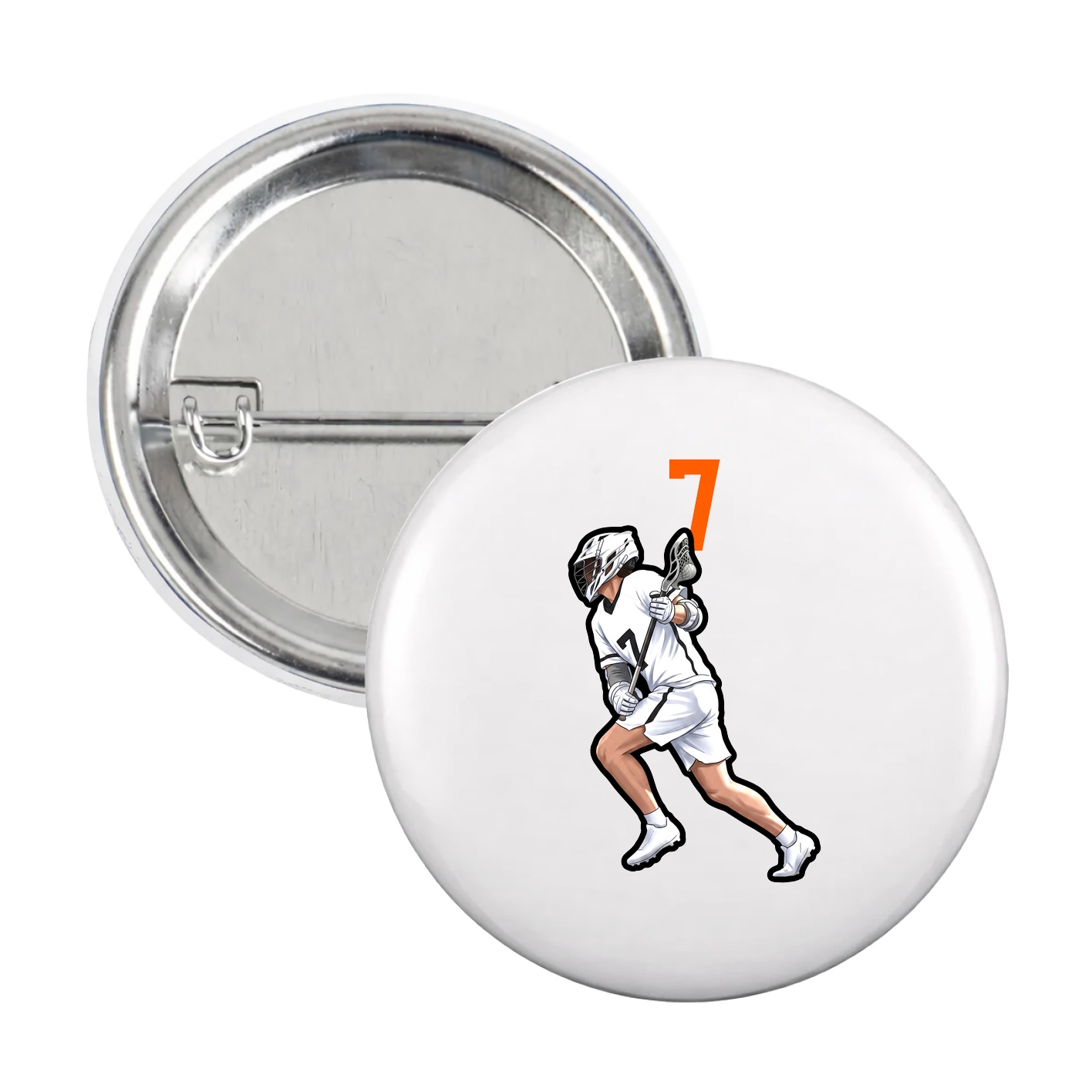 Game Day Button — Number Top in White