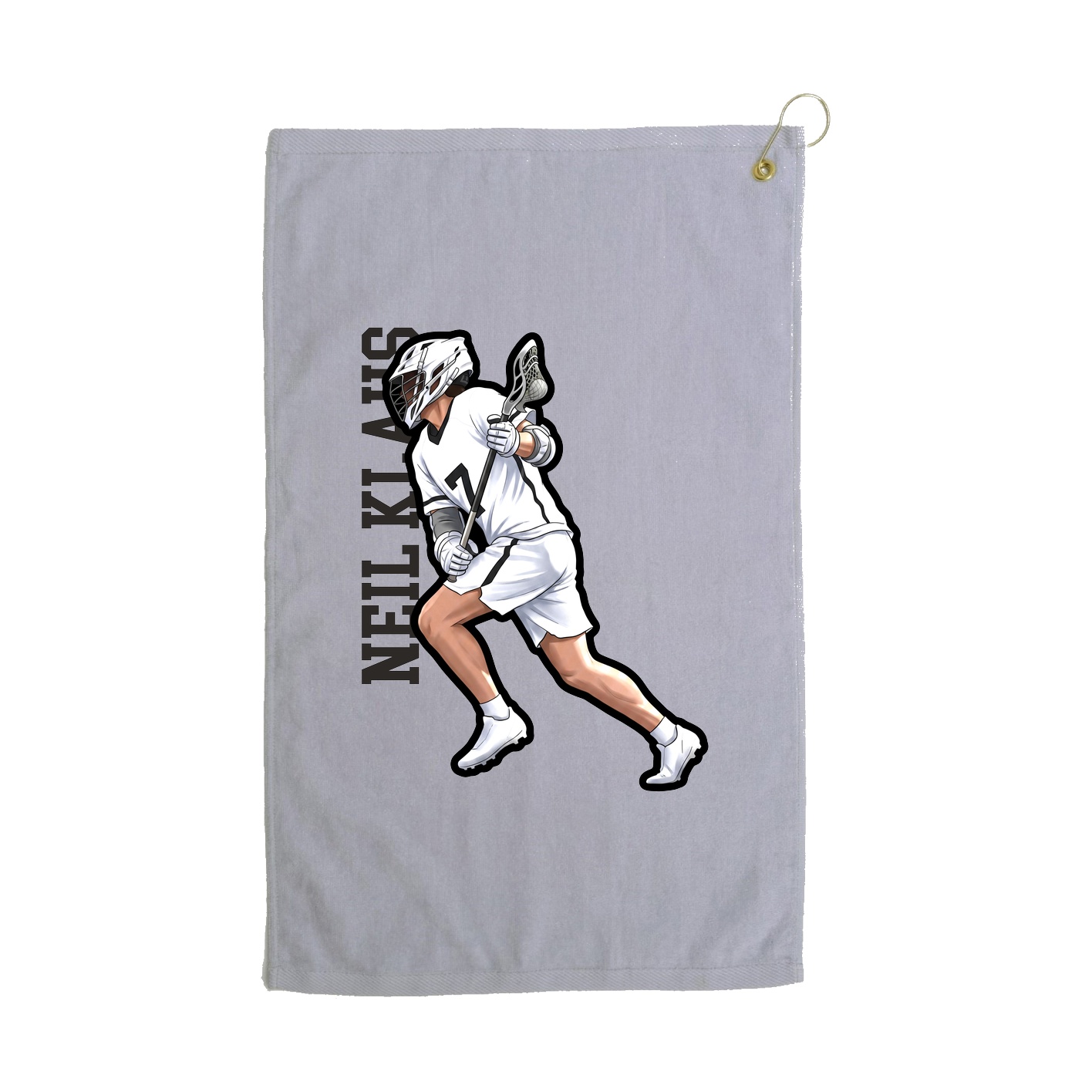 Golf Towel — Name Vertical in Grey