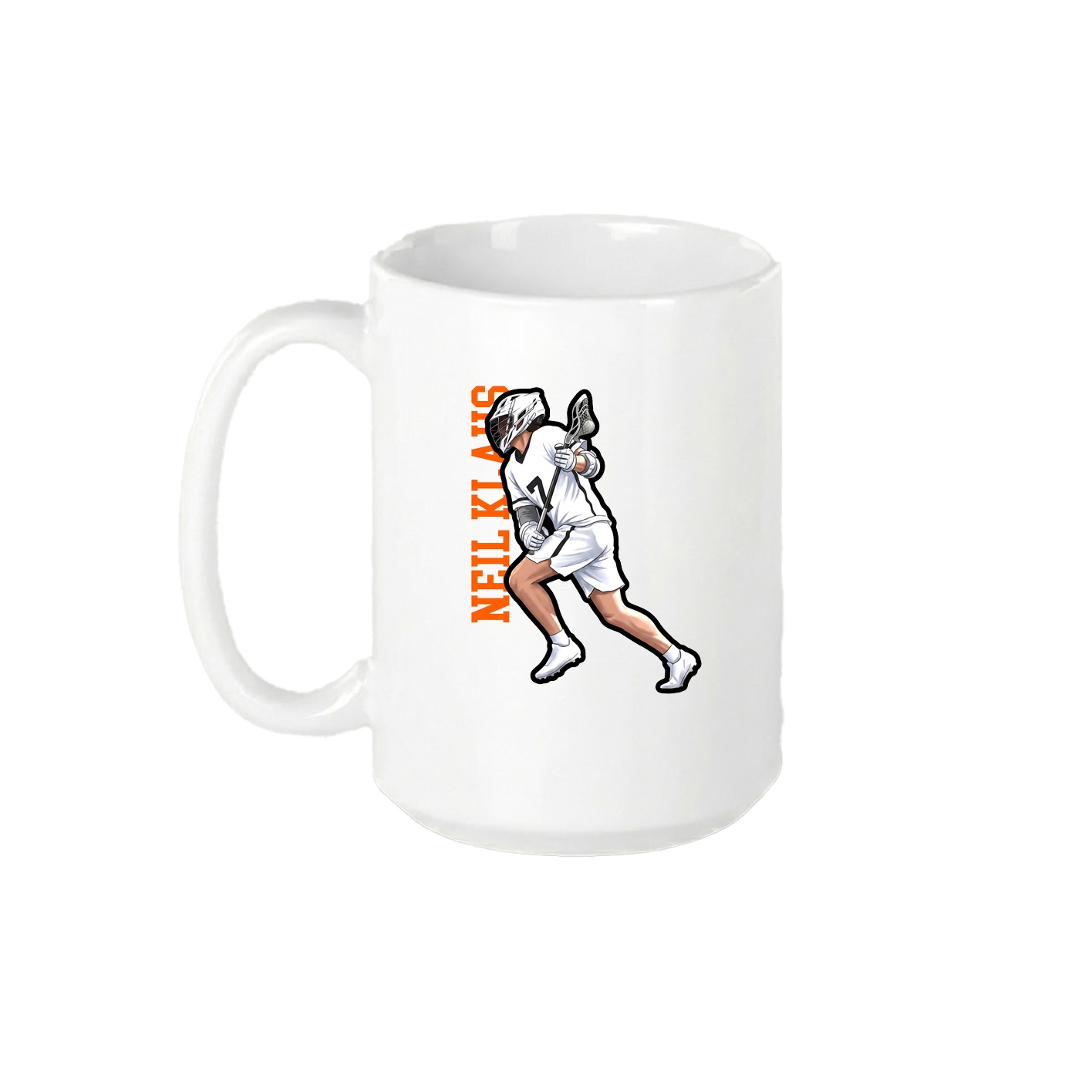 15oz Coffee Mug — Name Vertical in White