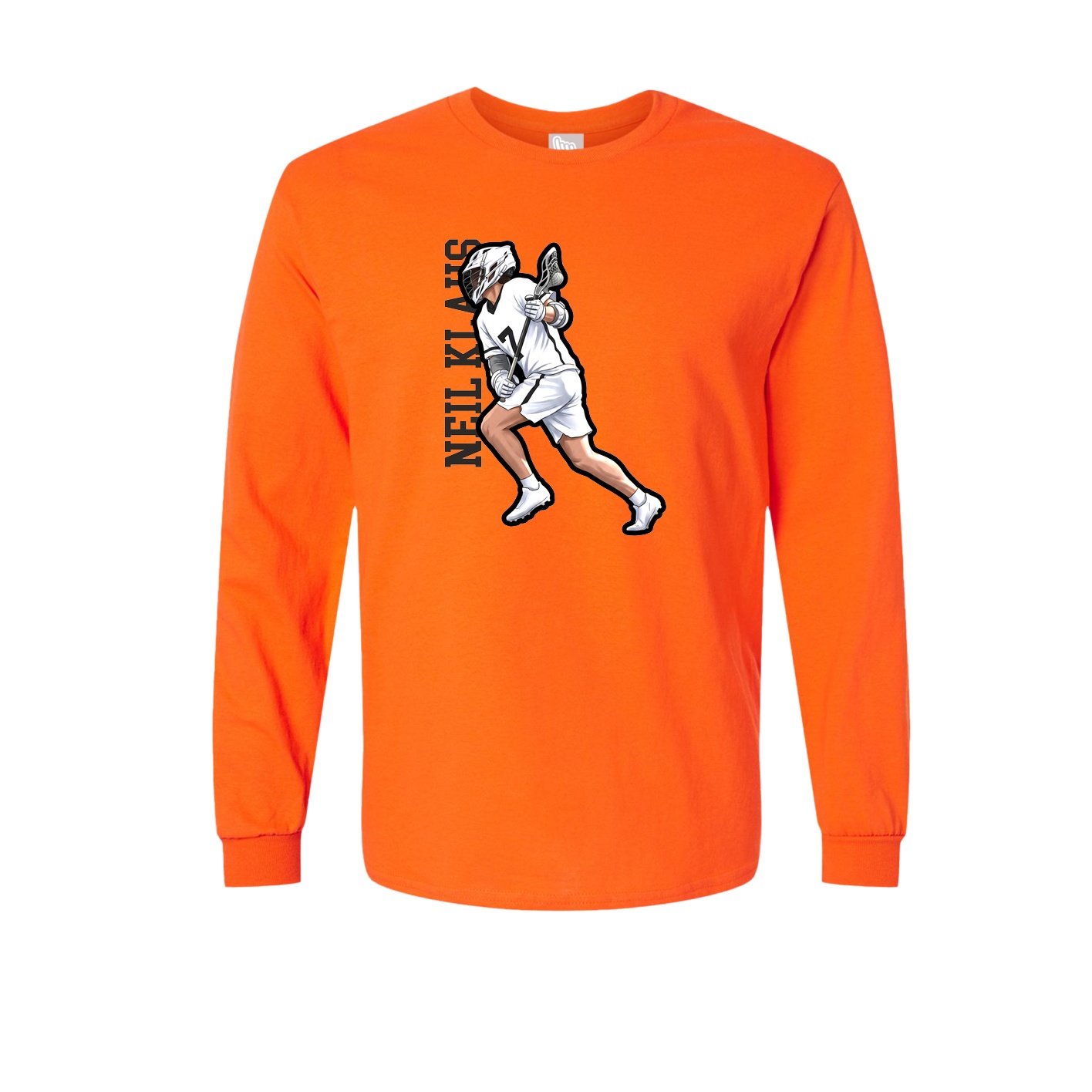 Long Sleeve Tee — Name Vertical in Orange