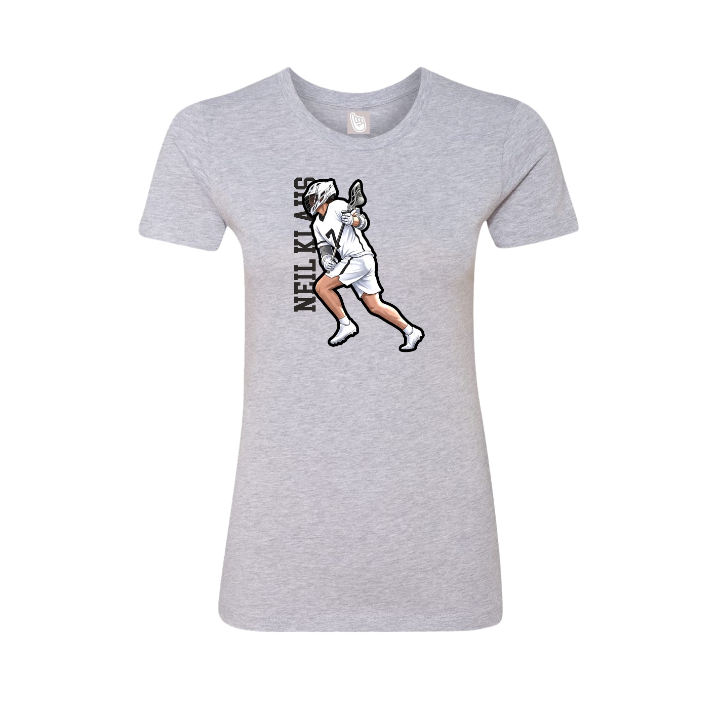 Fitted Women's Tee — Name Vertical in Grey
