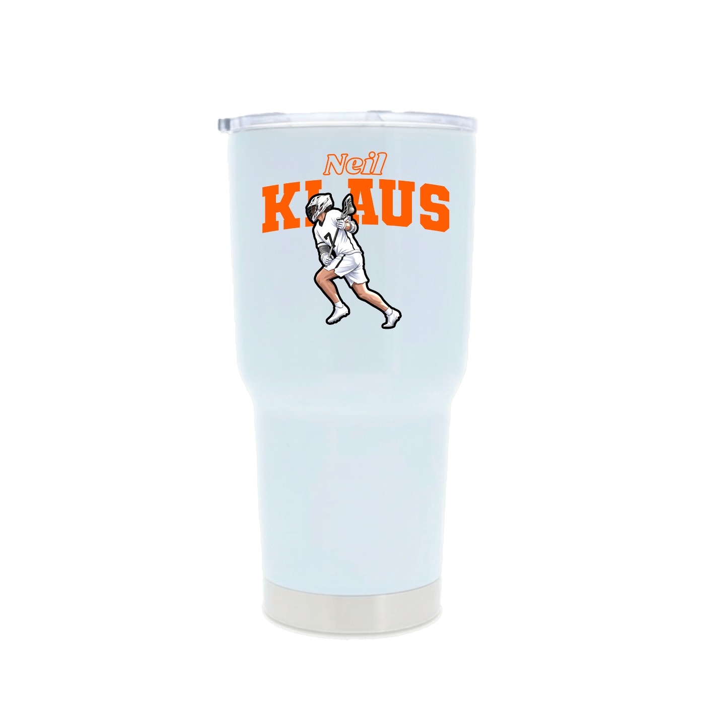 30oz Stainless Steel Tumbler — Name Arch in White