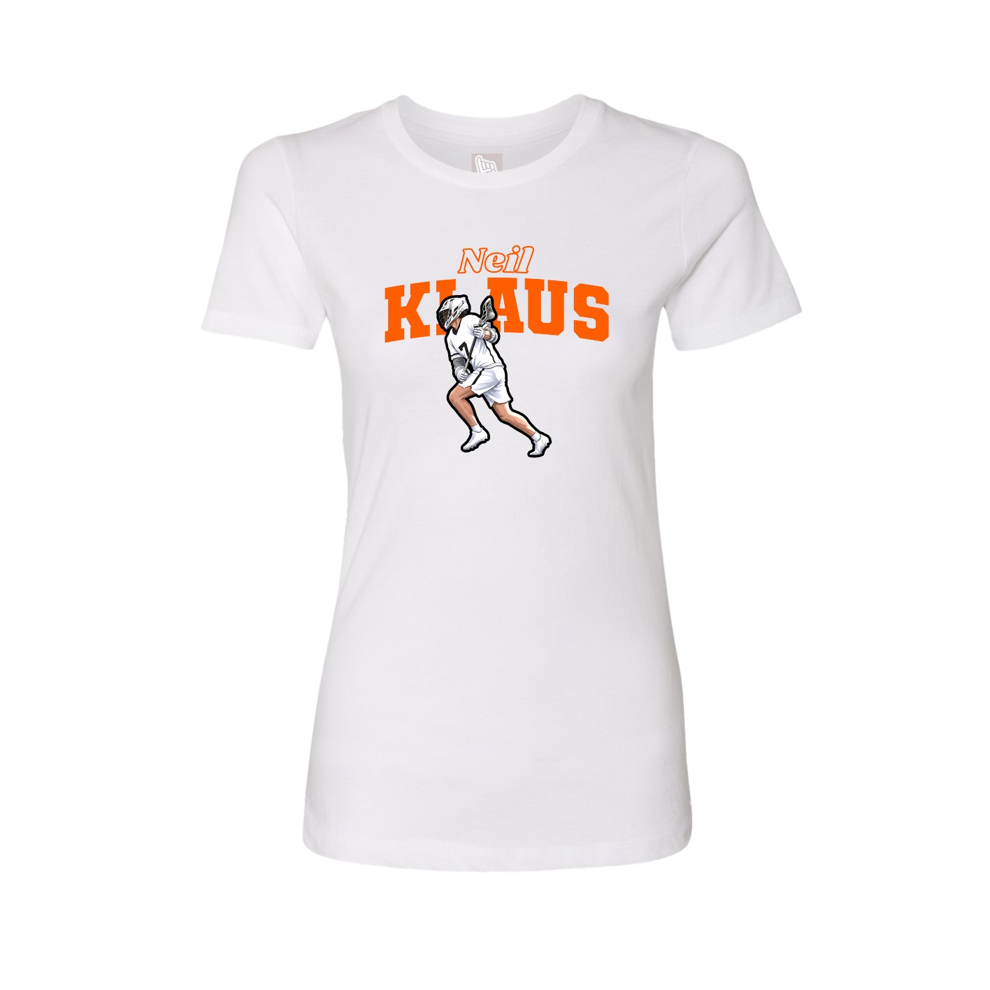 Fitted Women's Tee — Name Arch in White