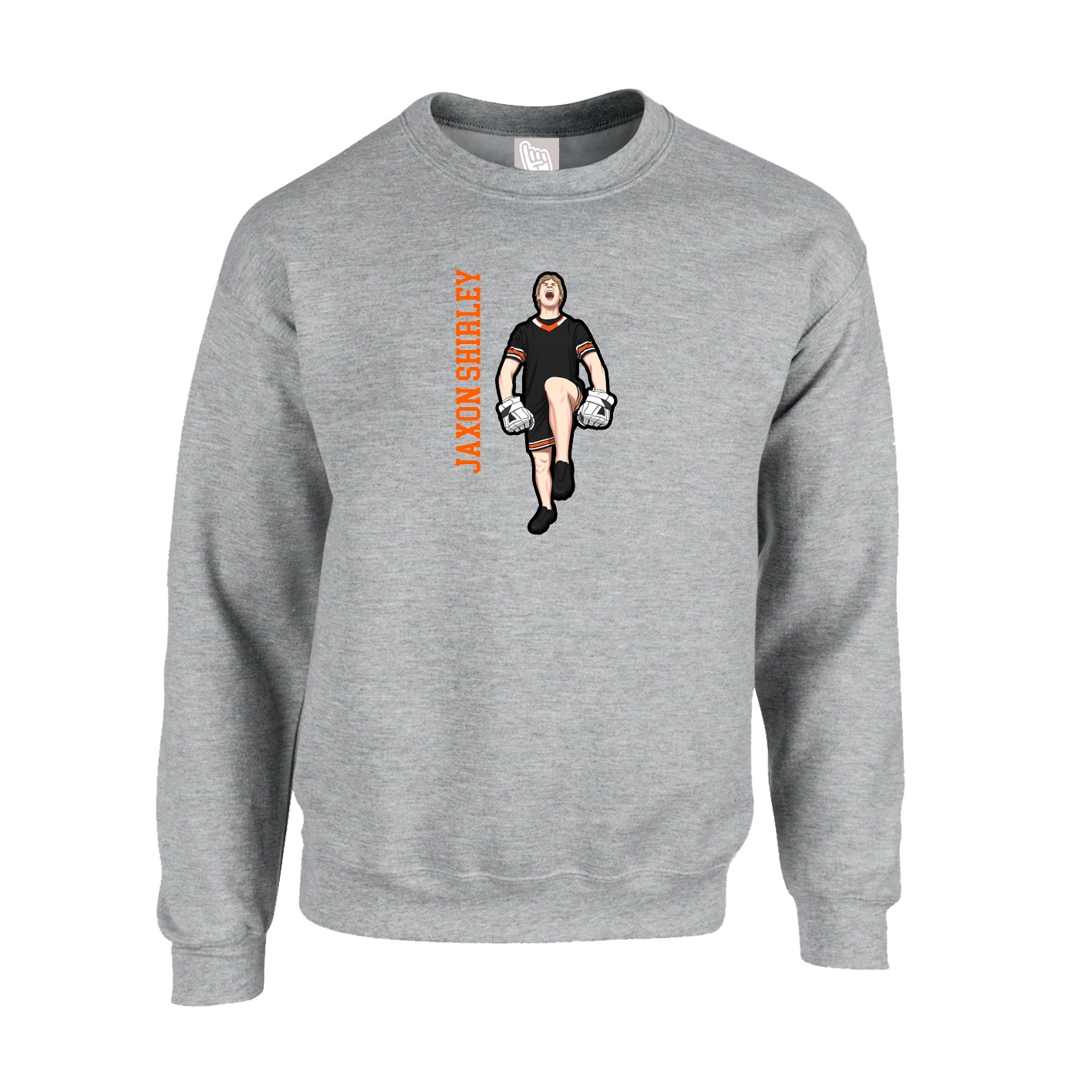 Fleece Crew — Name Vertical in Grey