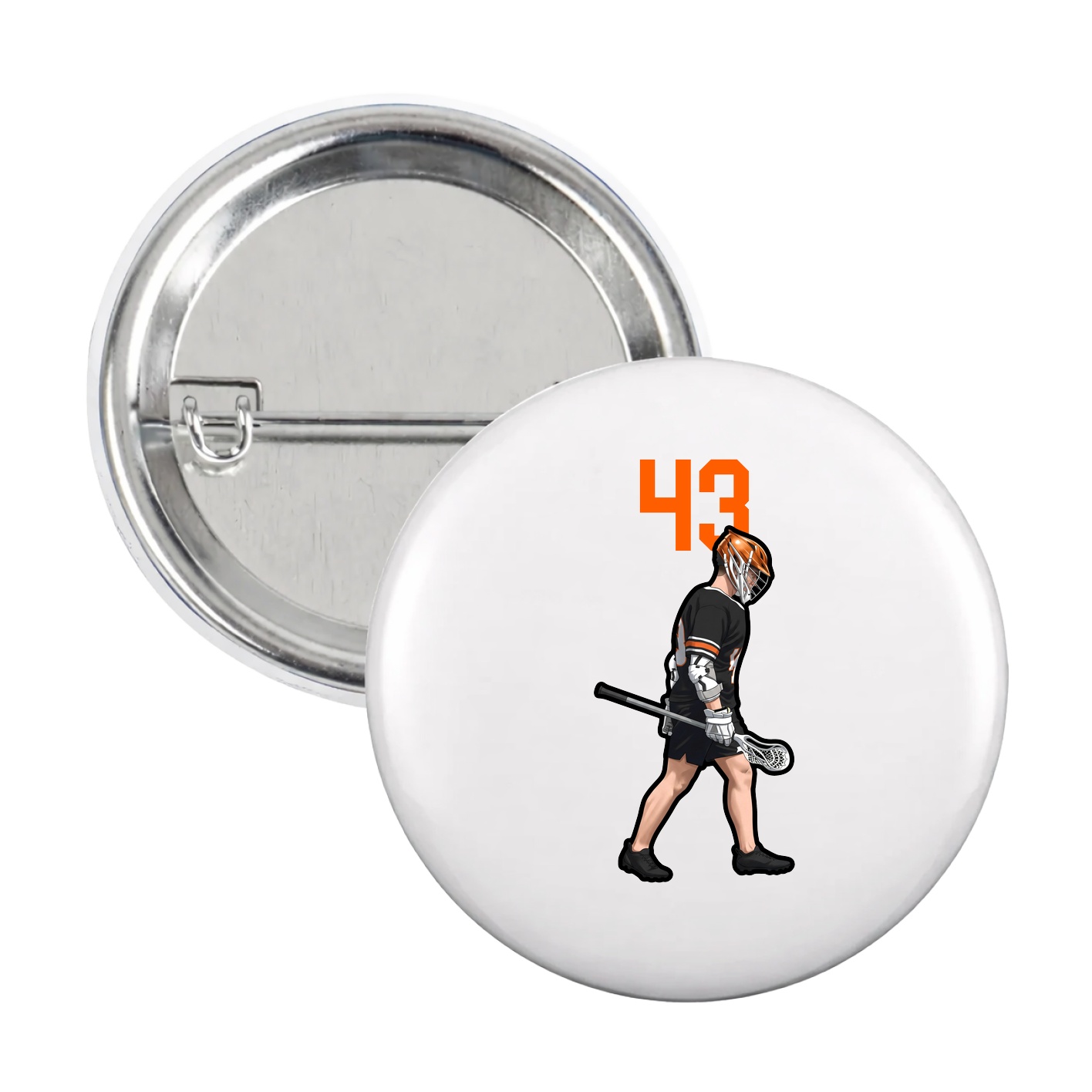 Game Day Button — Number Top in White