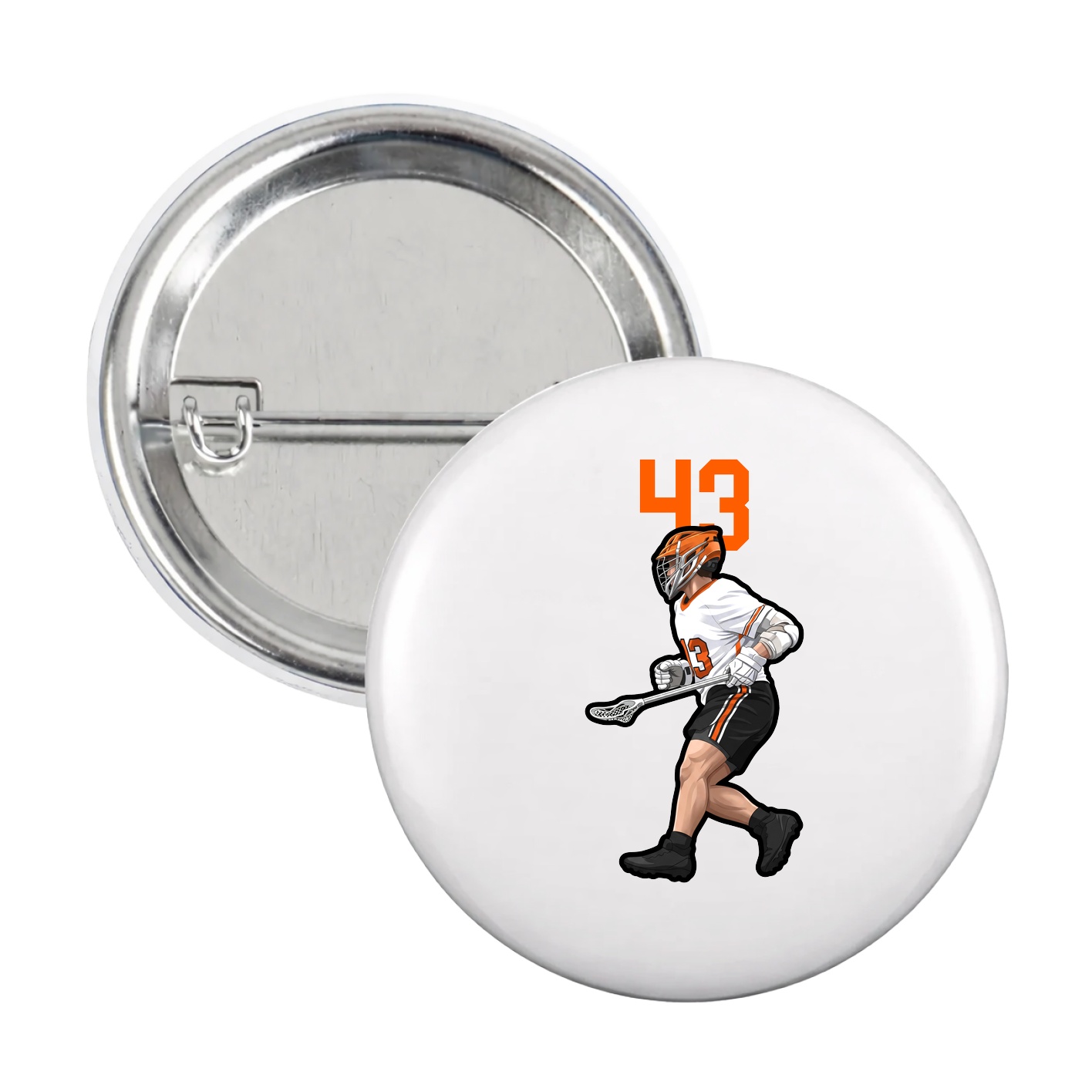 Game Day Button — Number Top in White