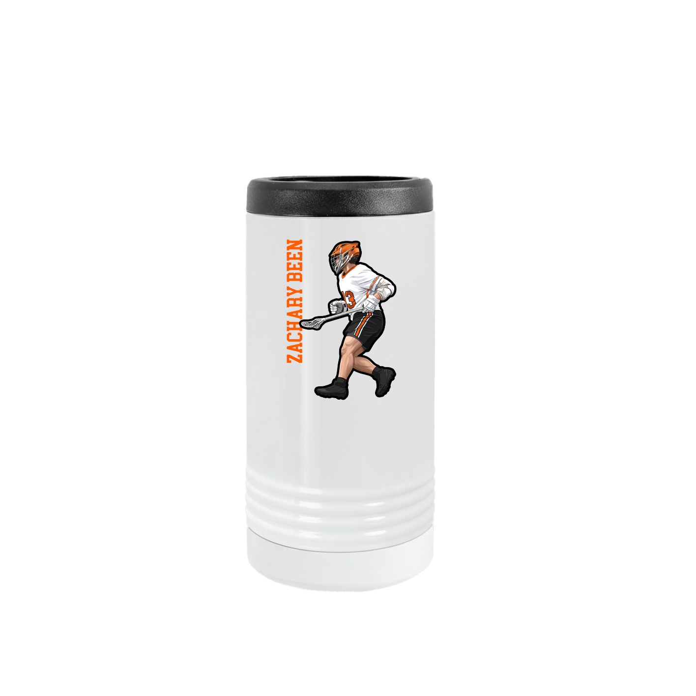 Slim Beverage Holder — Name Vertical in White