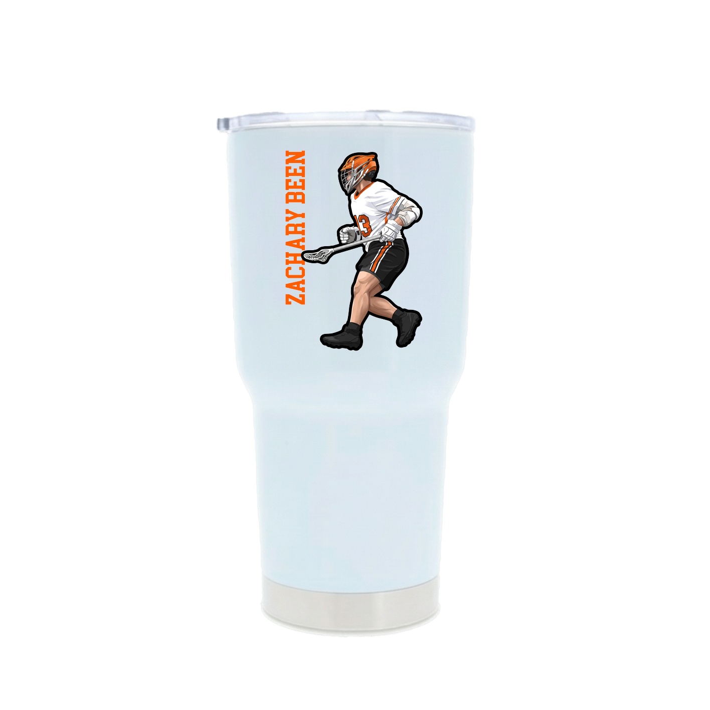 30oz Stainless Steel Tumbler — Name Vertical in White