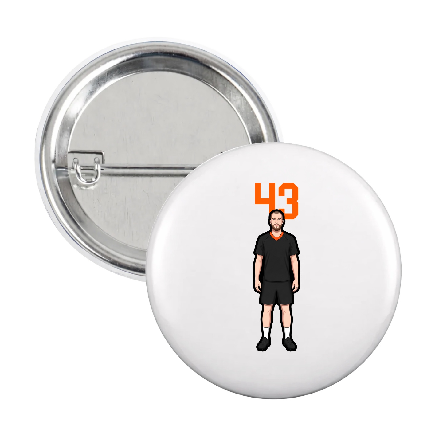 Game Day Button — Number Top in White