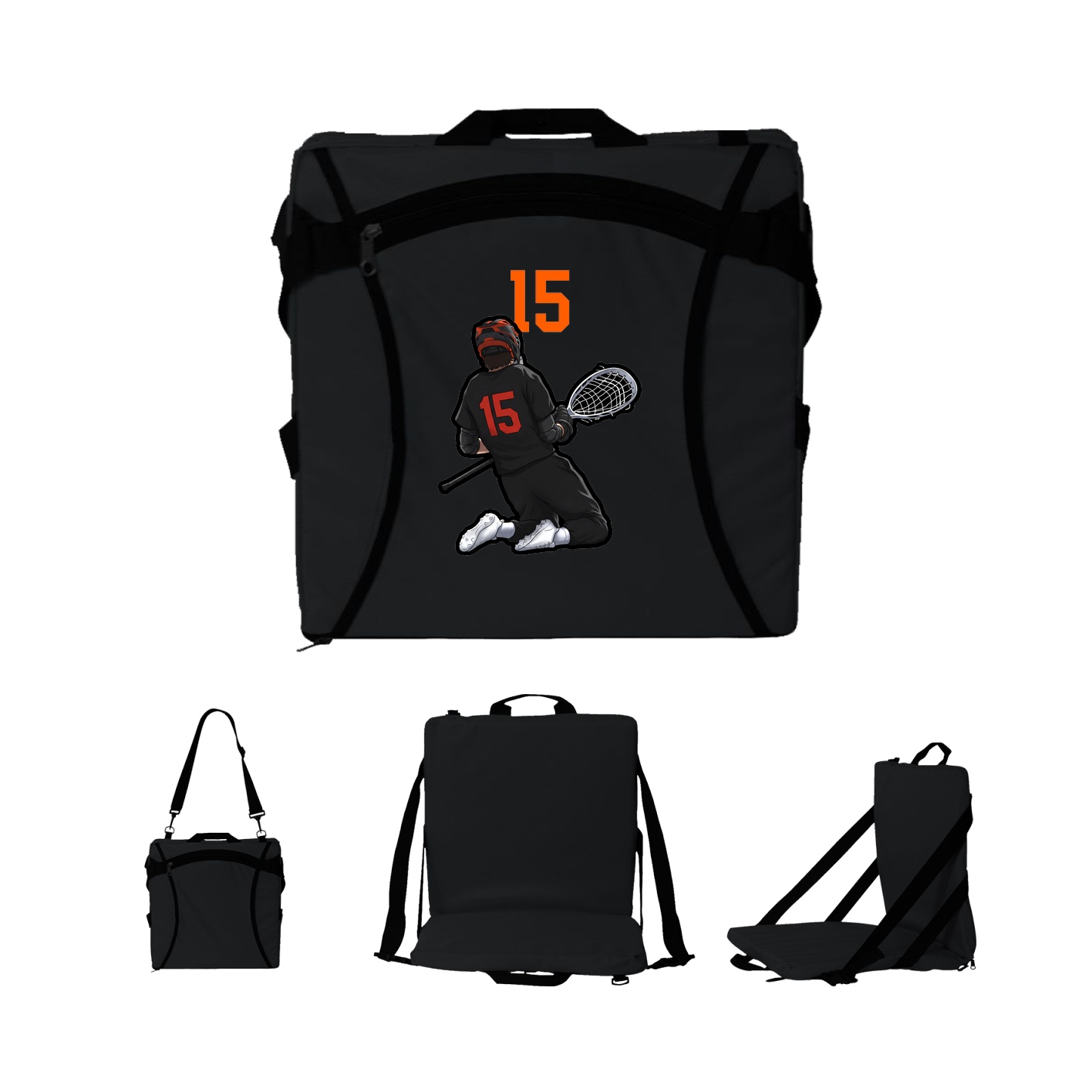 Folding Stadium Seat — Number Top in Black