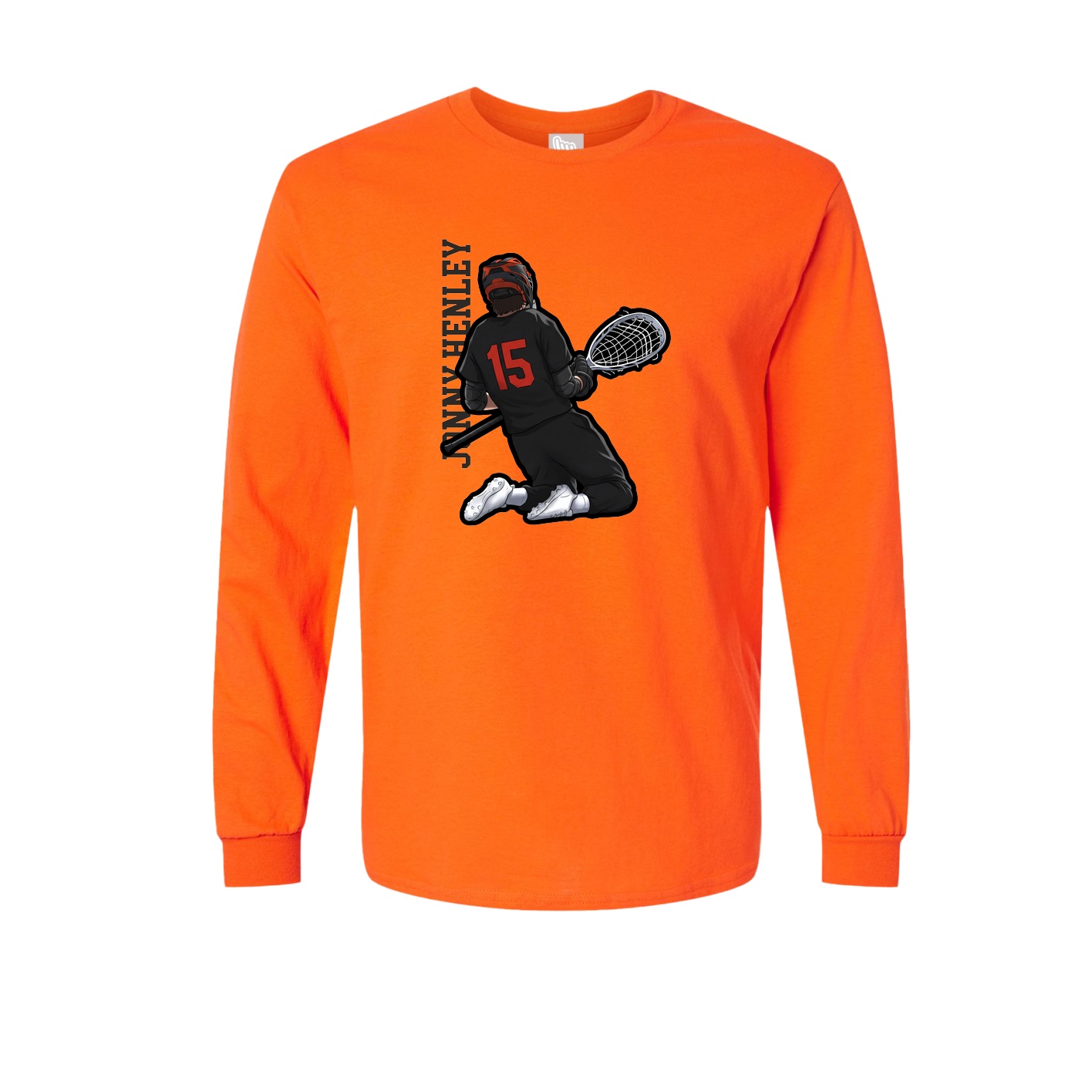 Long Sleeve Tee — Name Vertical in Orange