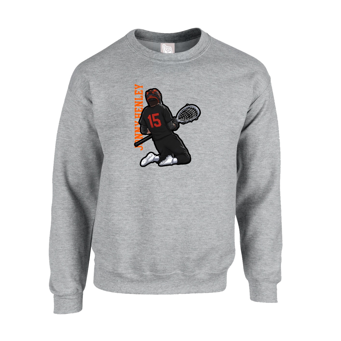 Fleece Crew — Name Vertical in Grey