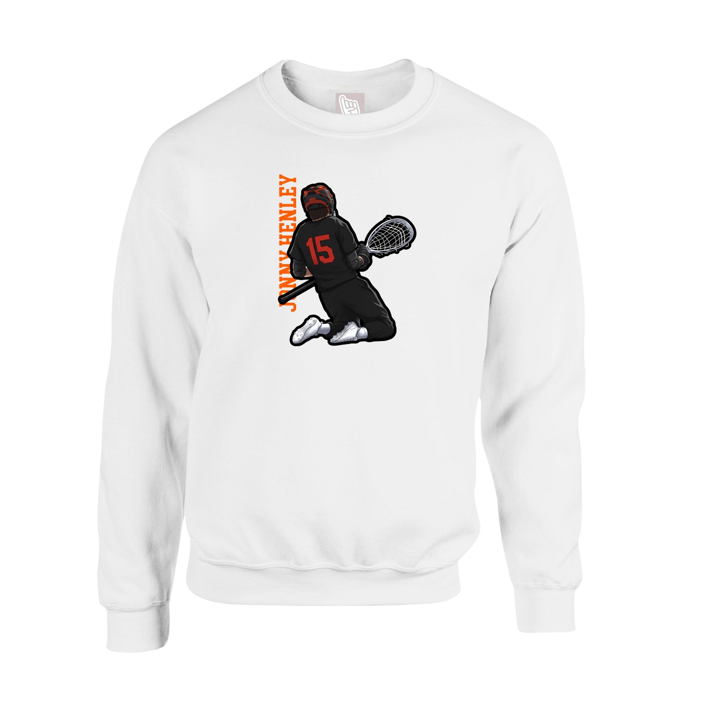 Fleece Crew — Name Vertical in White