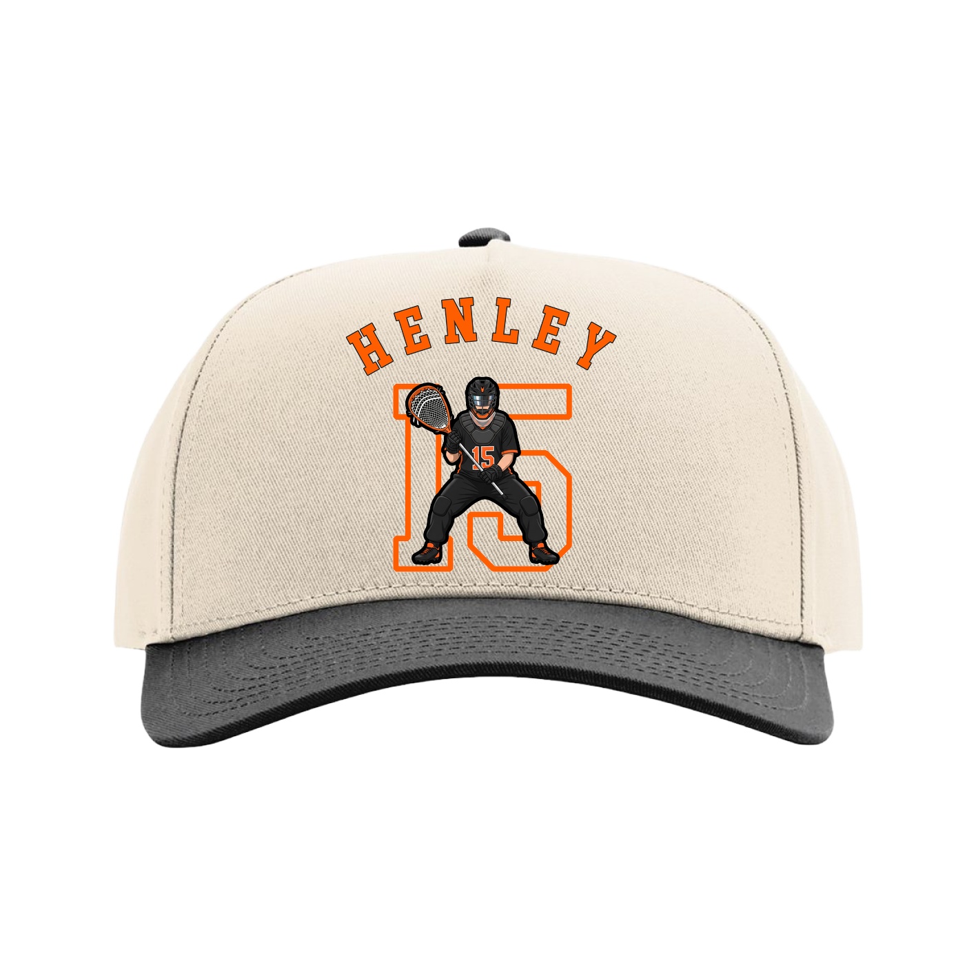 Full Fabric Five-Panel Champ Cap — Shirsey Arch in Cream/Black
