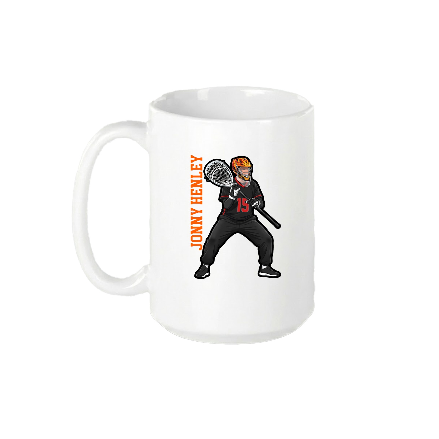15oz Coffee Mug — Name Vertical in White