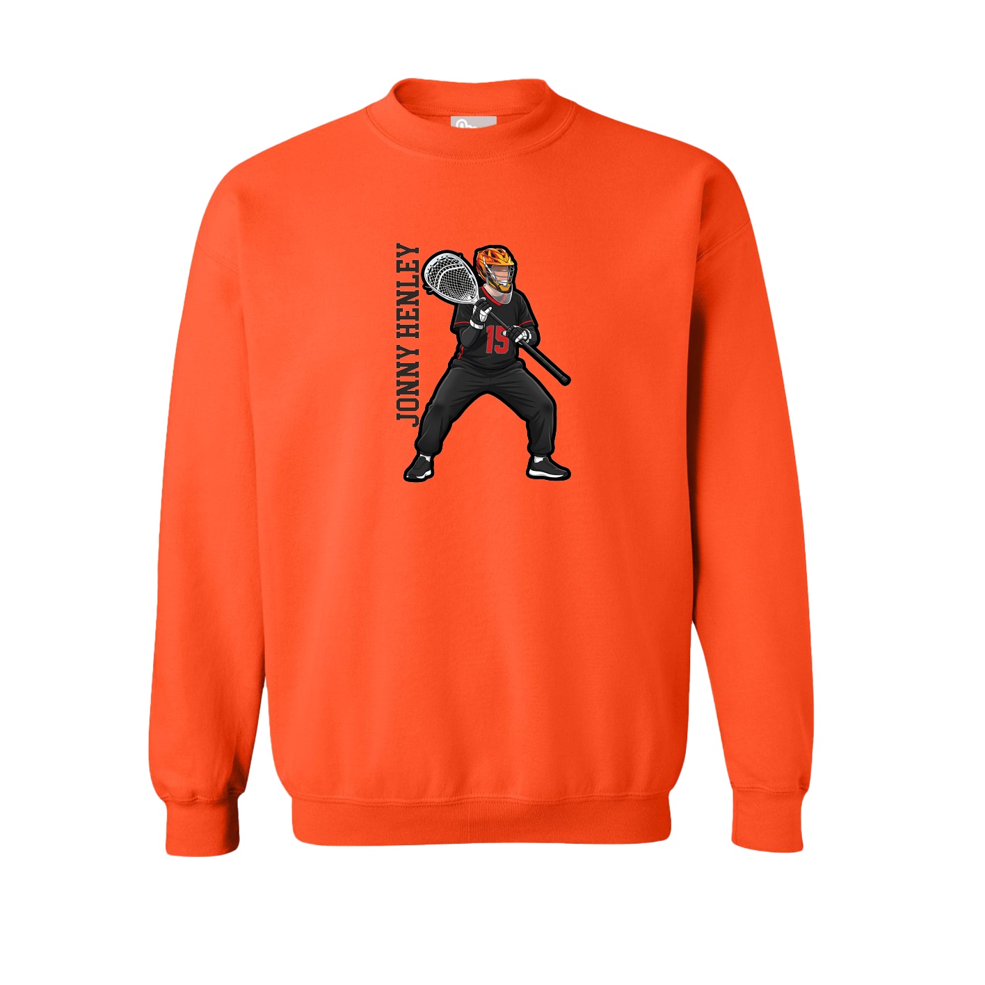 Fleece Crew — Name Vertical in Orange