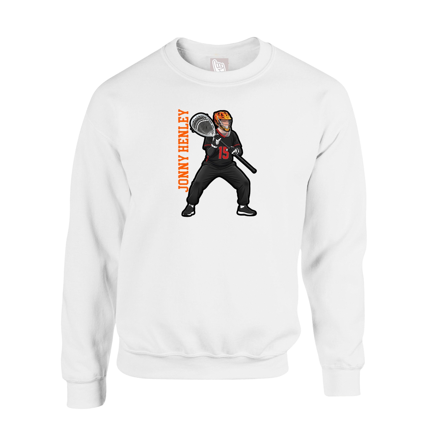 Fleece Crew — Name Vertical in White