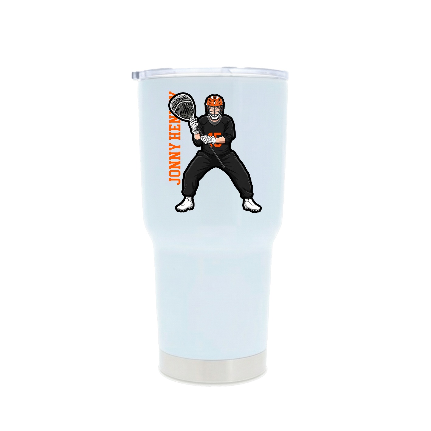 30oz Stainless Steel Tumbler — Name Vertical in White