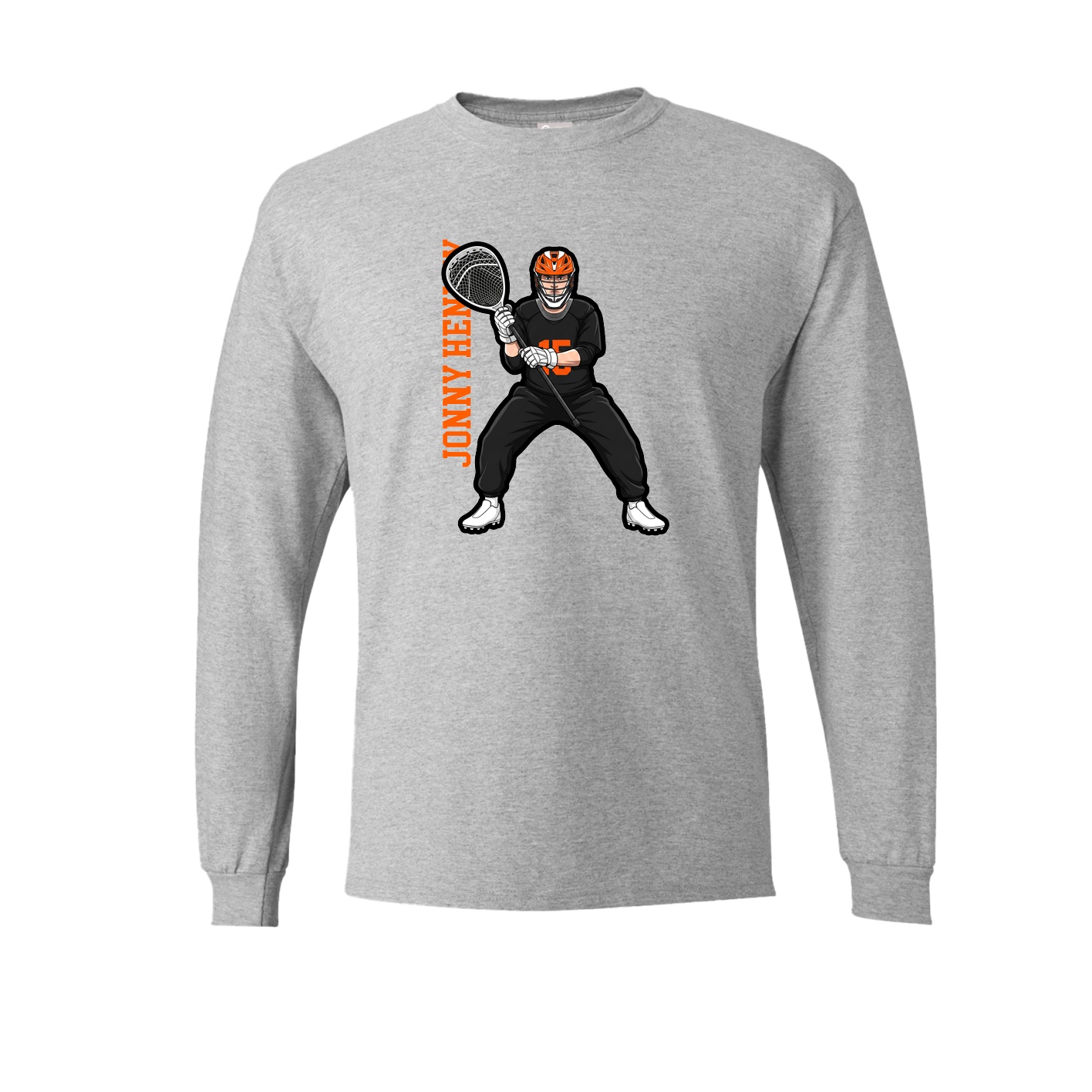 Long Sleeve Tee — Name Vertical in Grey