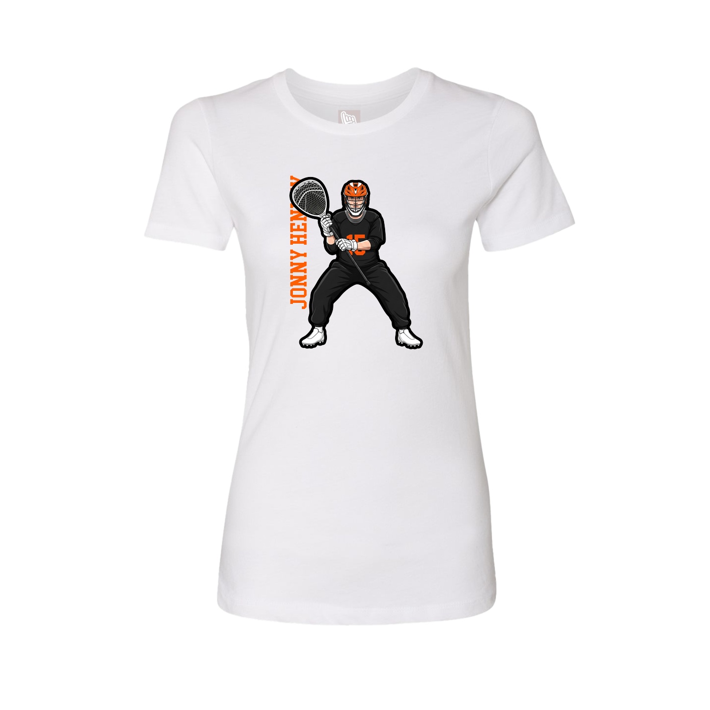 Womens Tee — Name Vertical in White