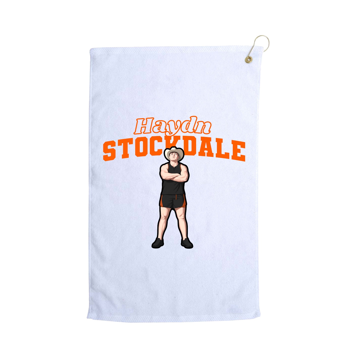 Golf Towel — Name Arch in White