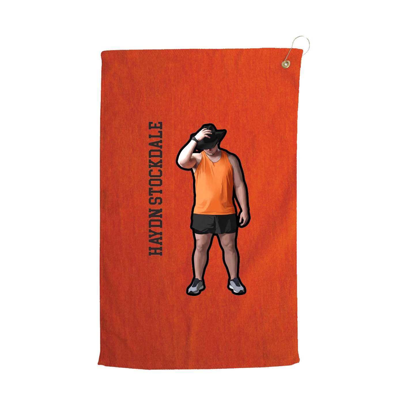 Golf Towel — Name Vertical in Orange