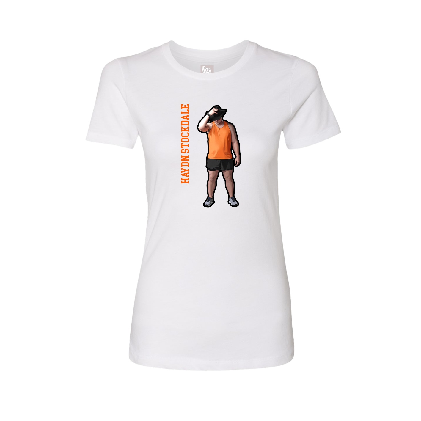 Fitted Women's Tee — Name Vertical in White