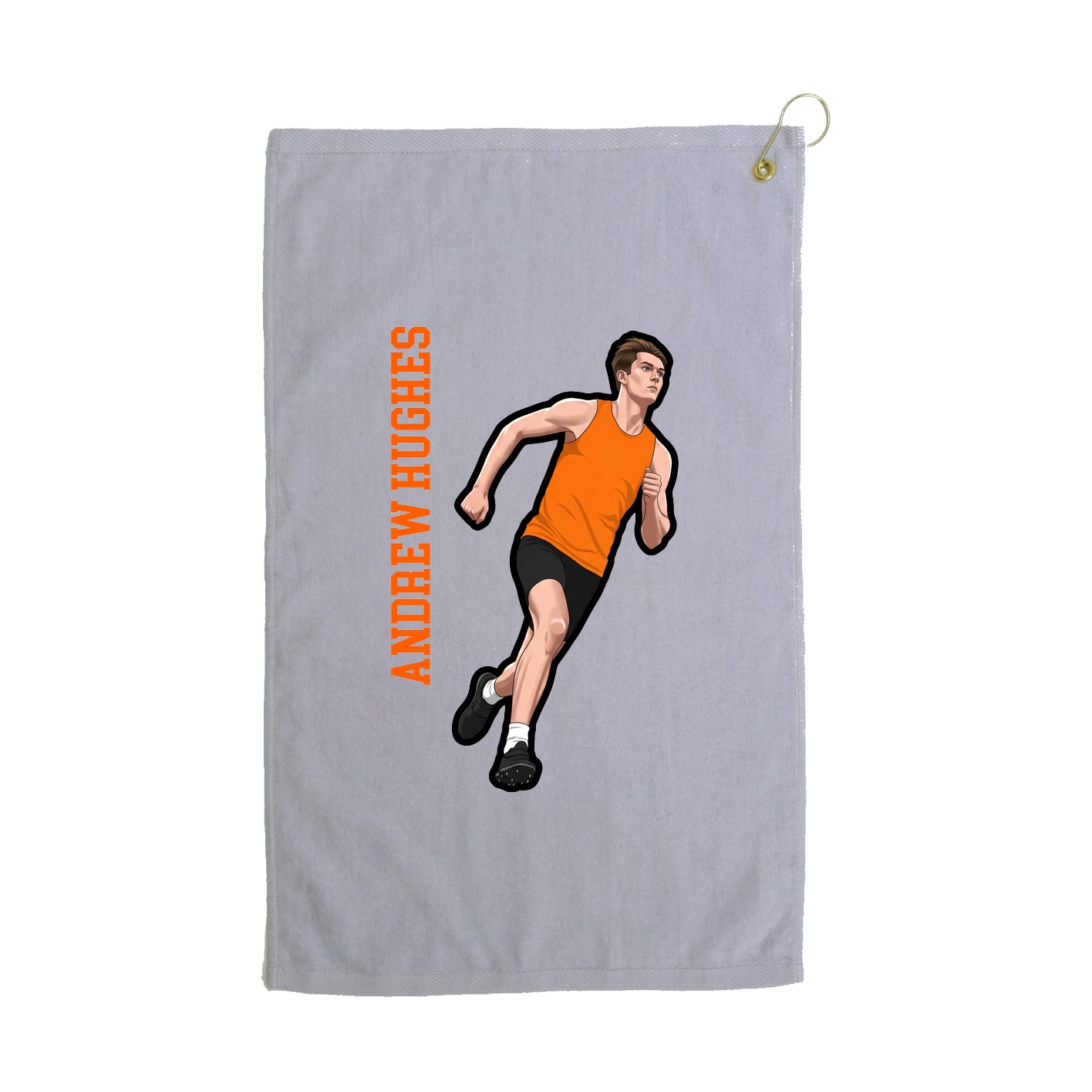Golf Towel — Name Vertical in Grey