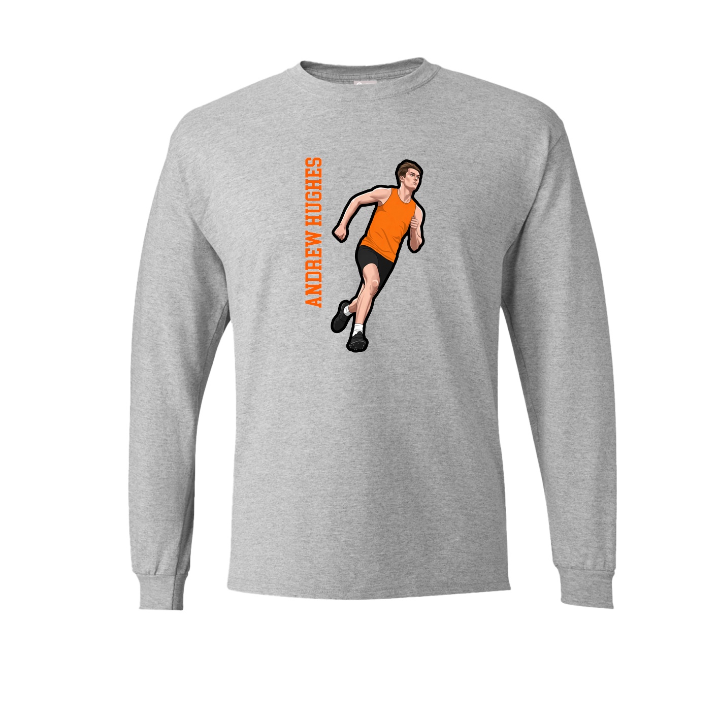 Long Sleeve Tee — Name Vertical in Grey