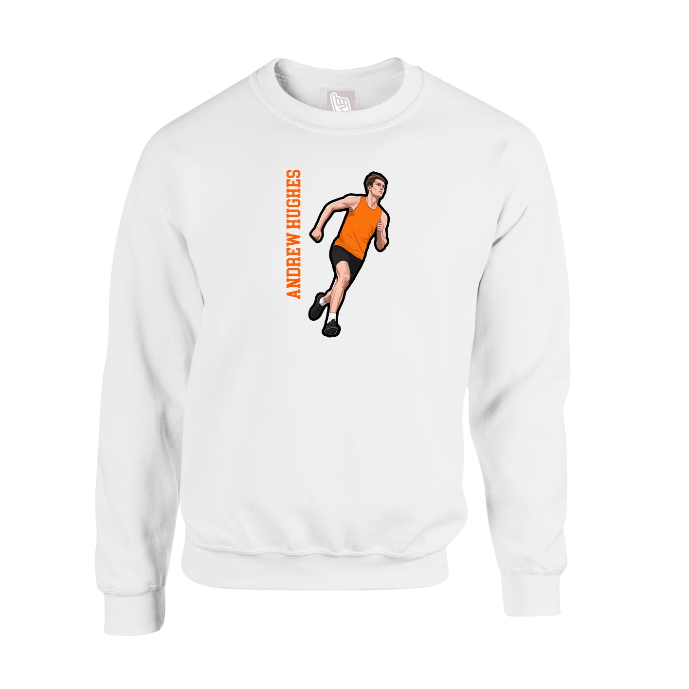 Fleece Crew — Name Vertical in White