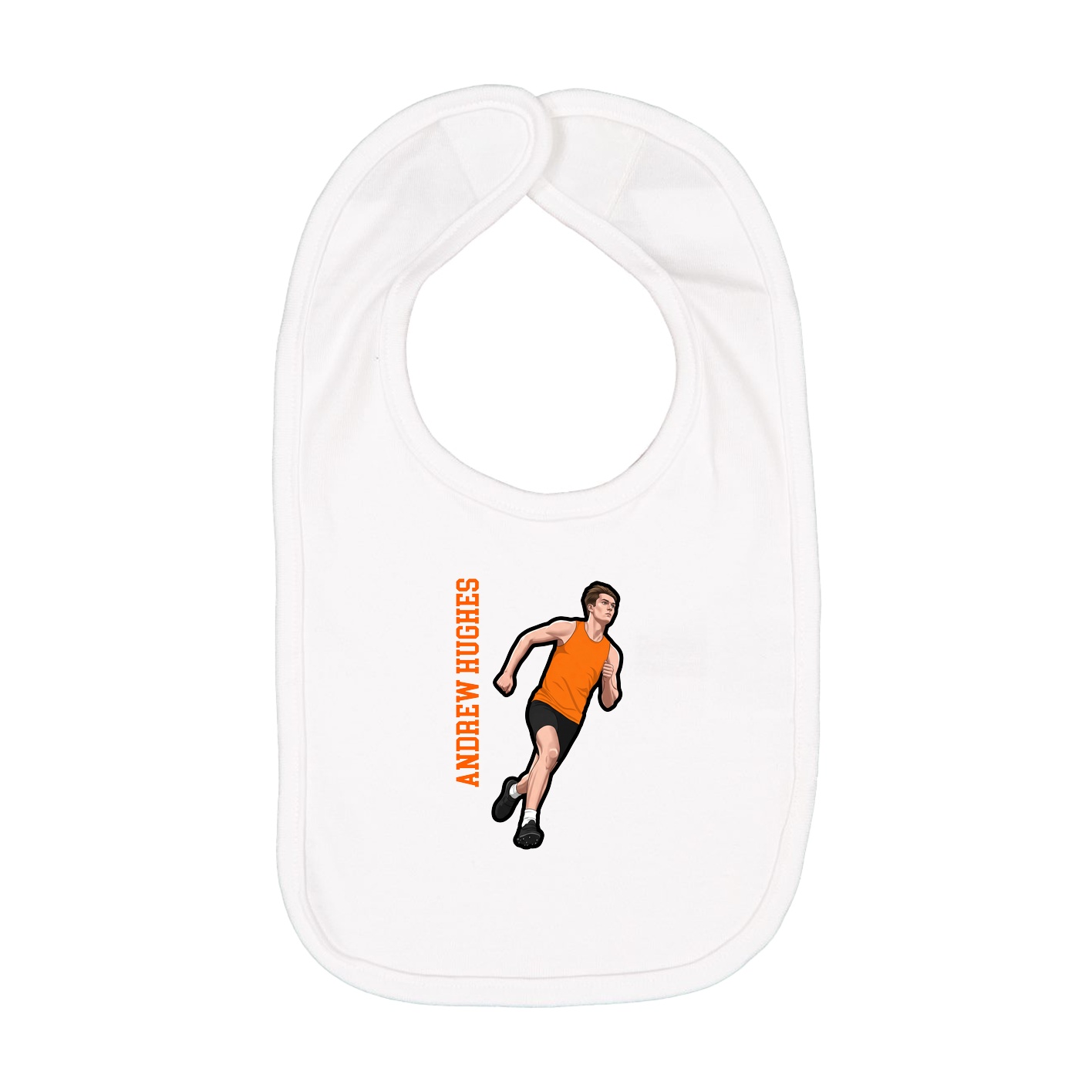 Infant Bib — Name Vertical in White