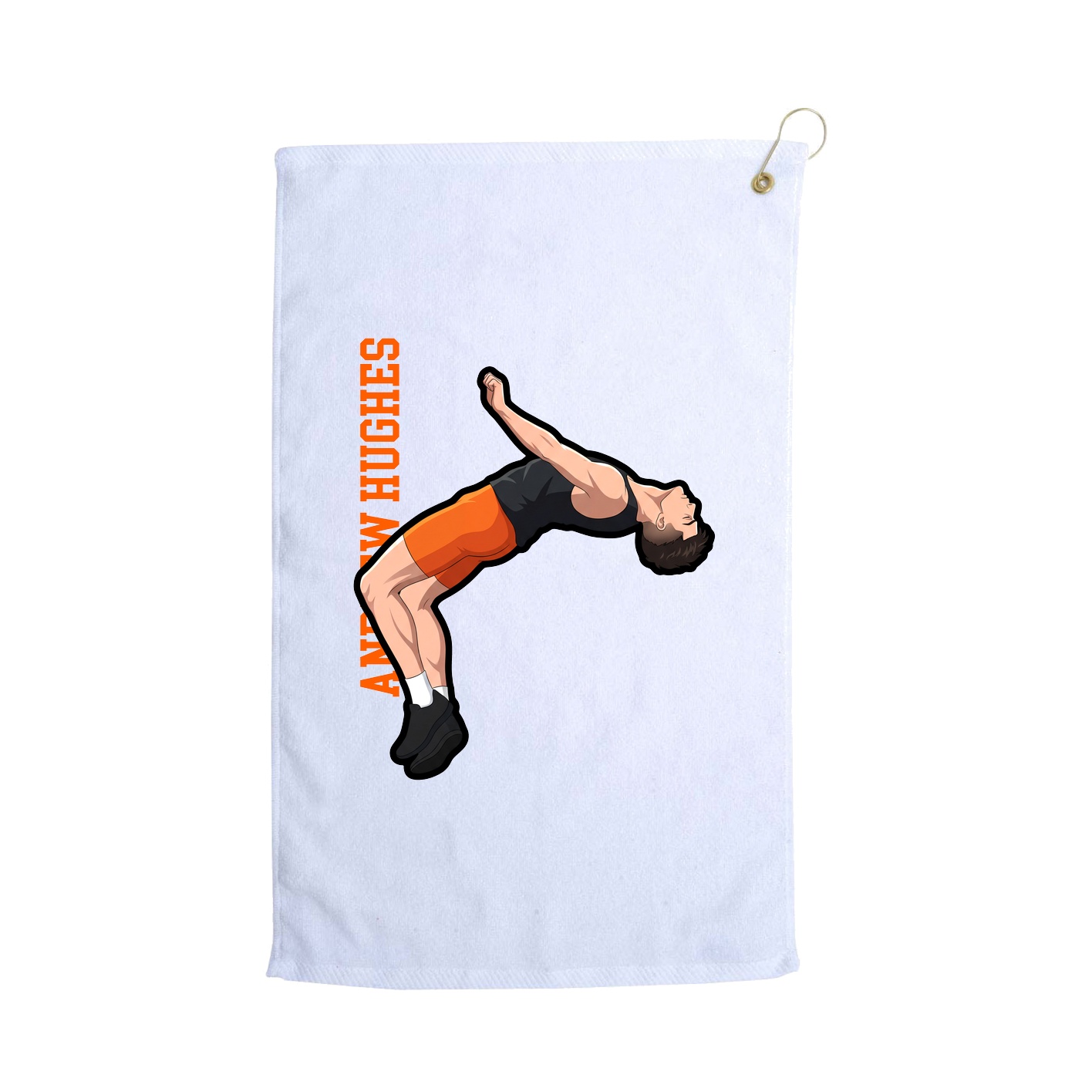 Golf Towel — Name Vertical in White