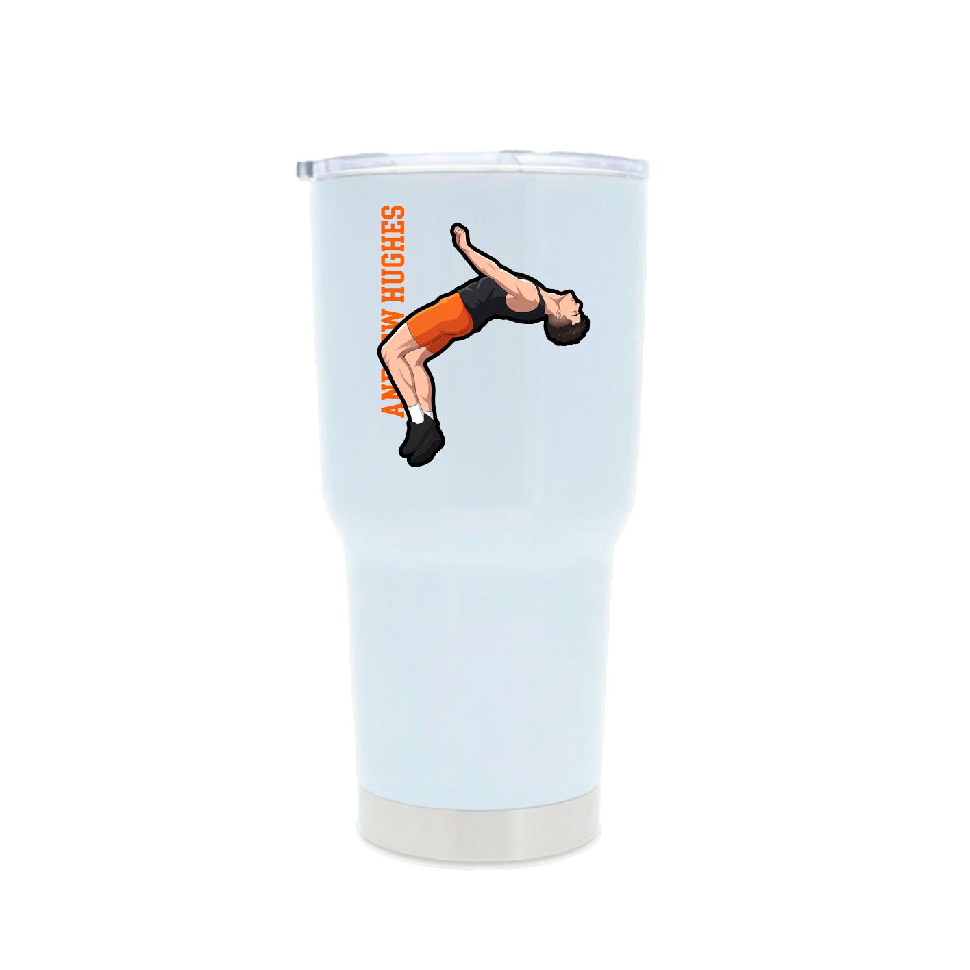 30oz Stainless Steel Tumbler — Name Vertical in White