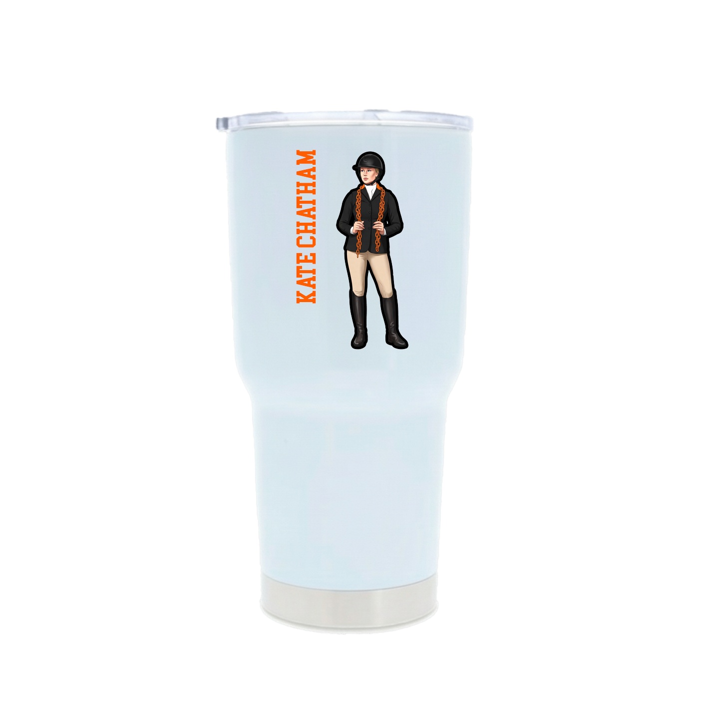30oz Stainless Steel Tumbler — Name Vertical in White
