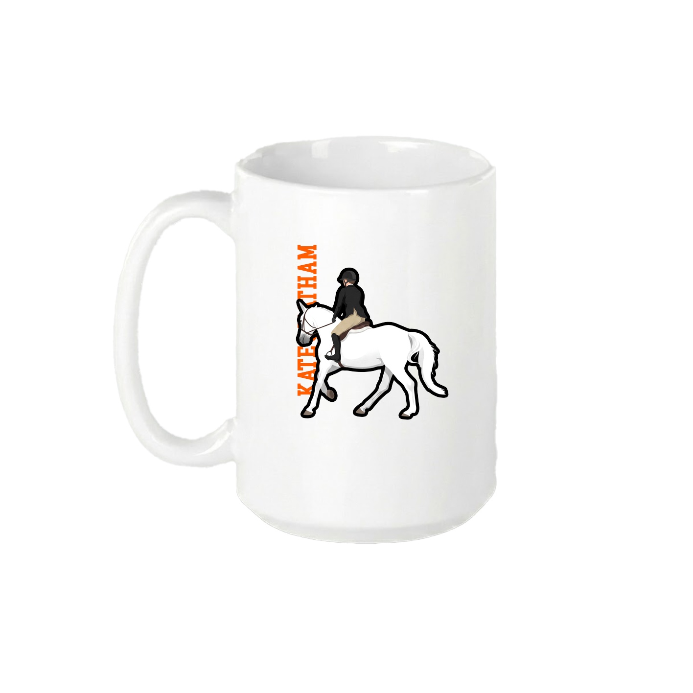 15oz Coffee Mug — Name Vertical in White
